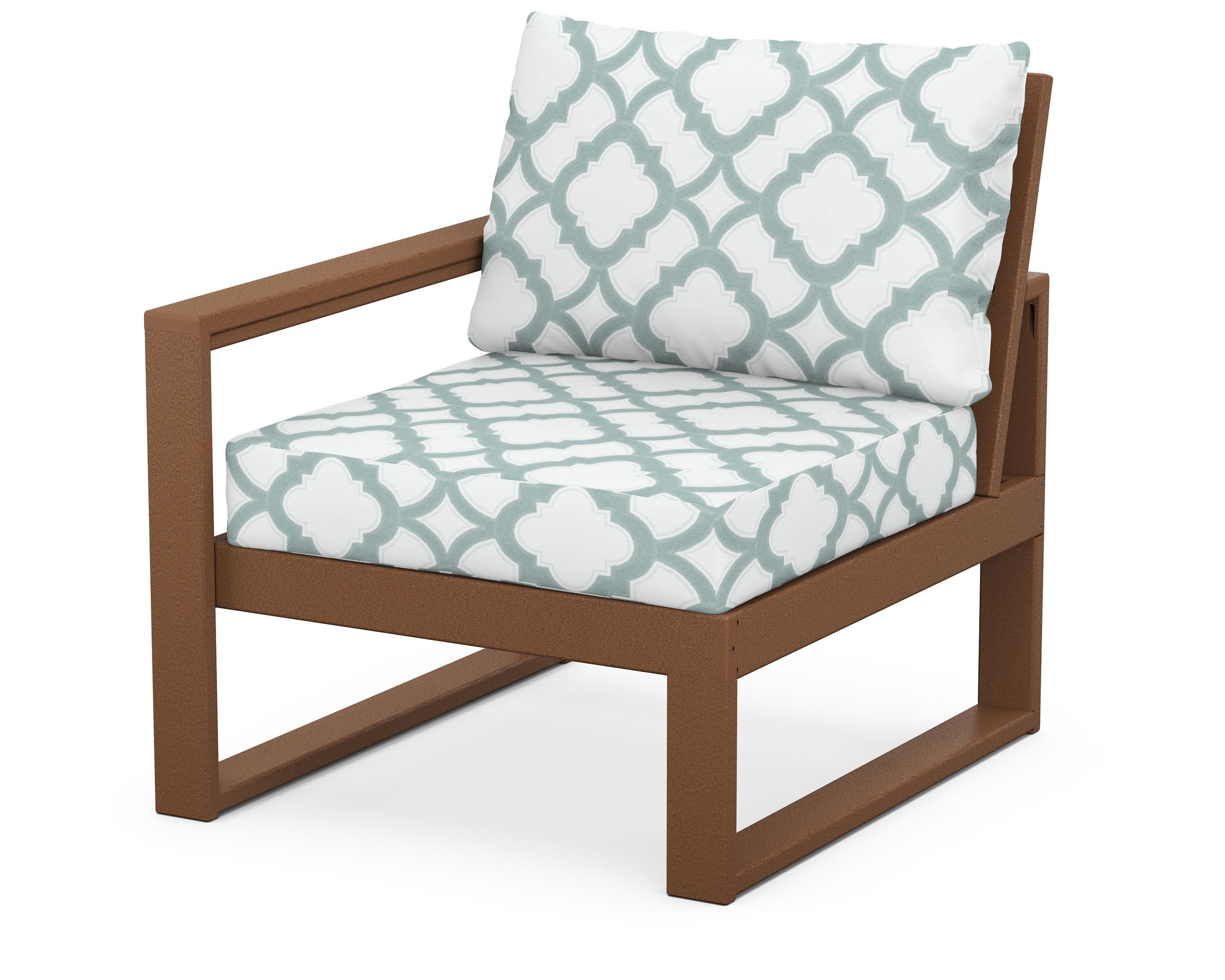 EDGE Modular Left Arm Chair in Teak / Trellis Glacier Spa