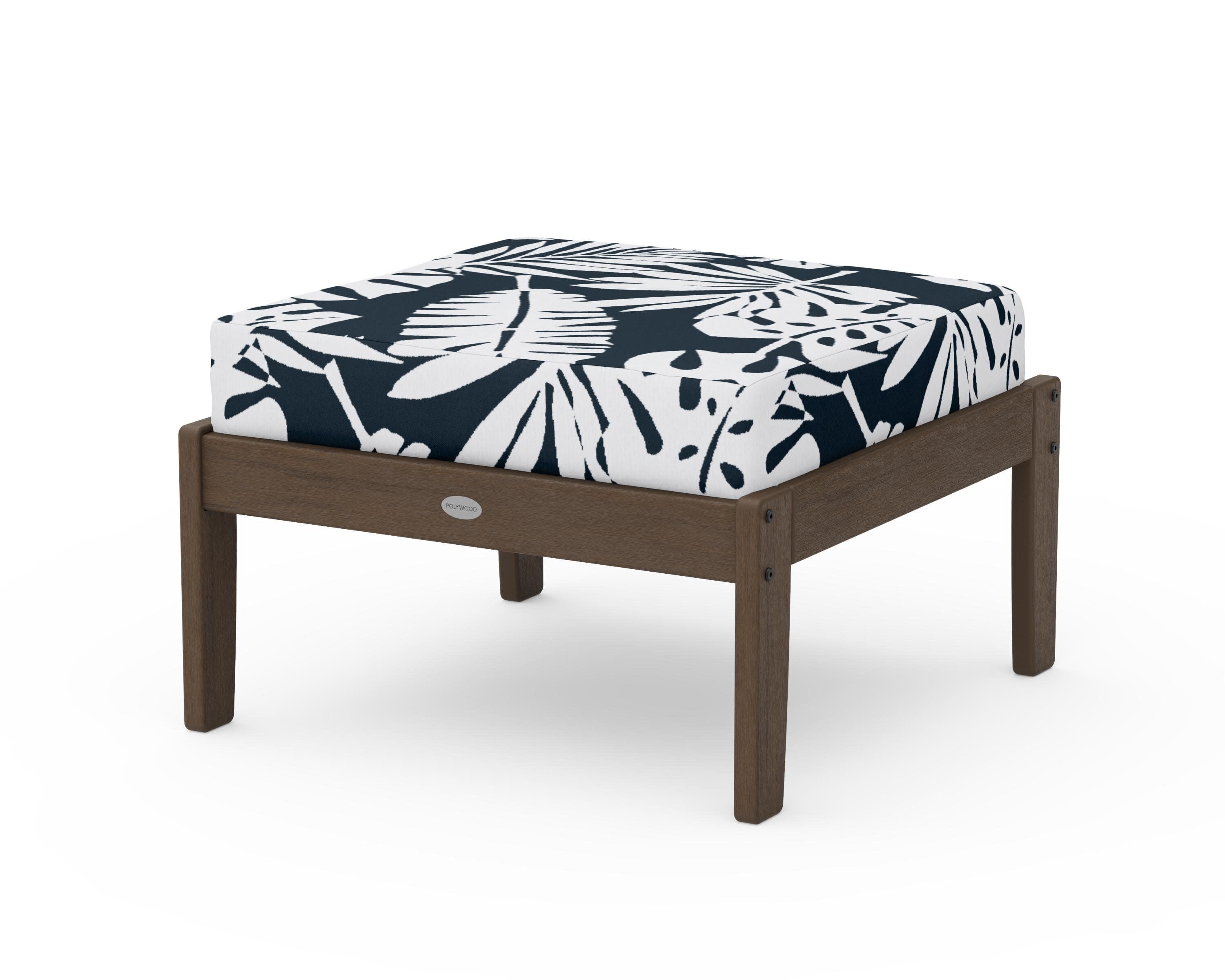 Braxton Deep Seating Ottoman in Kona / Leaf Marine Indigo