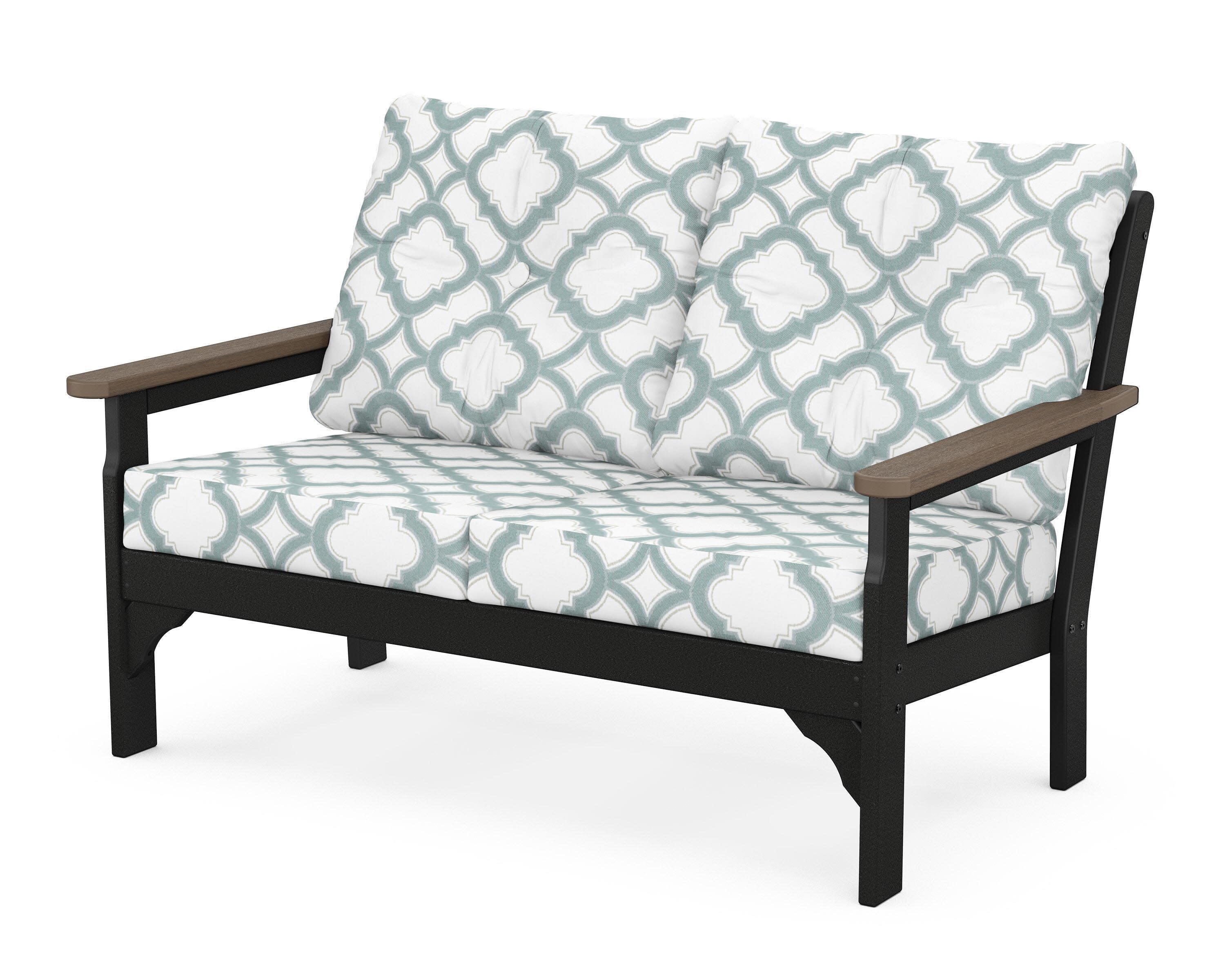 Vineyard Deep Seating Loveseat in Black / Kona / Trellis Glacier Spa