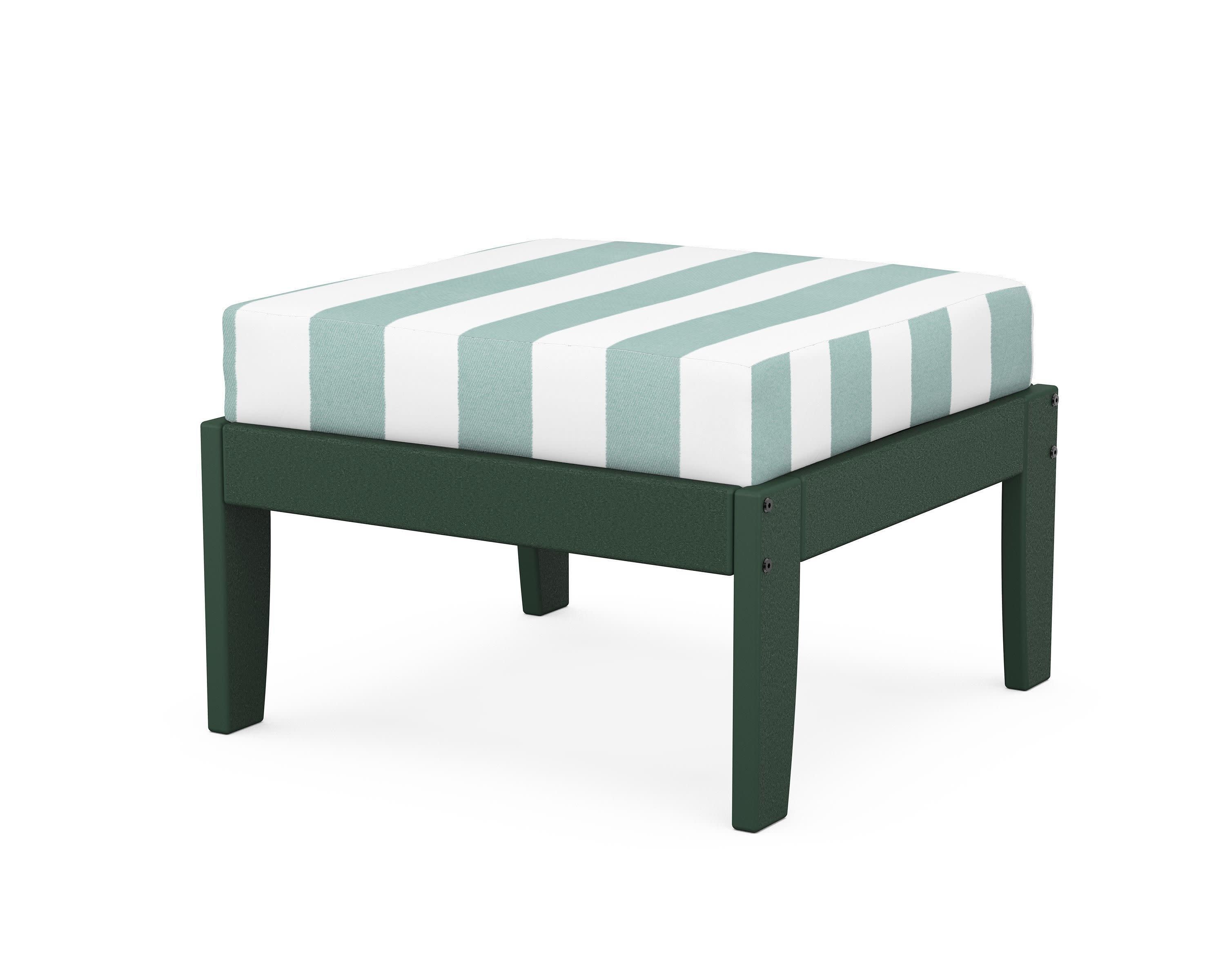 Modular Ottoman - Classic in Green / Cabana Stripe Glacier Spa