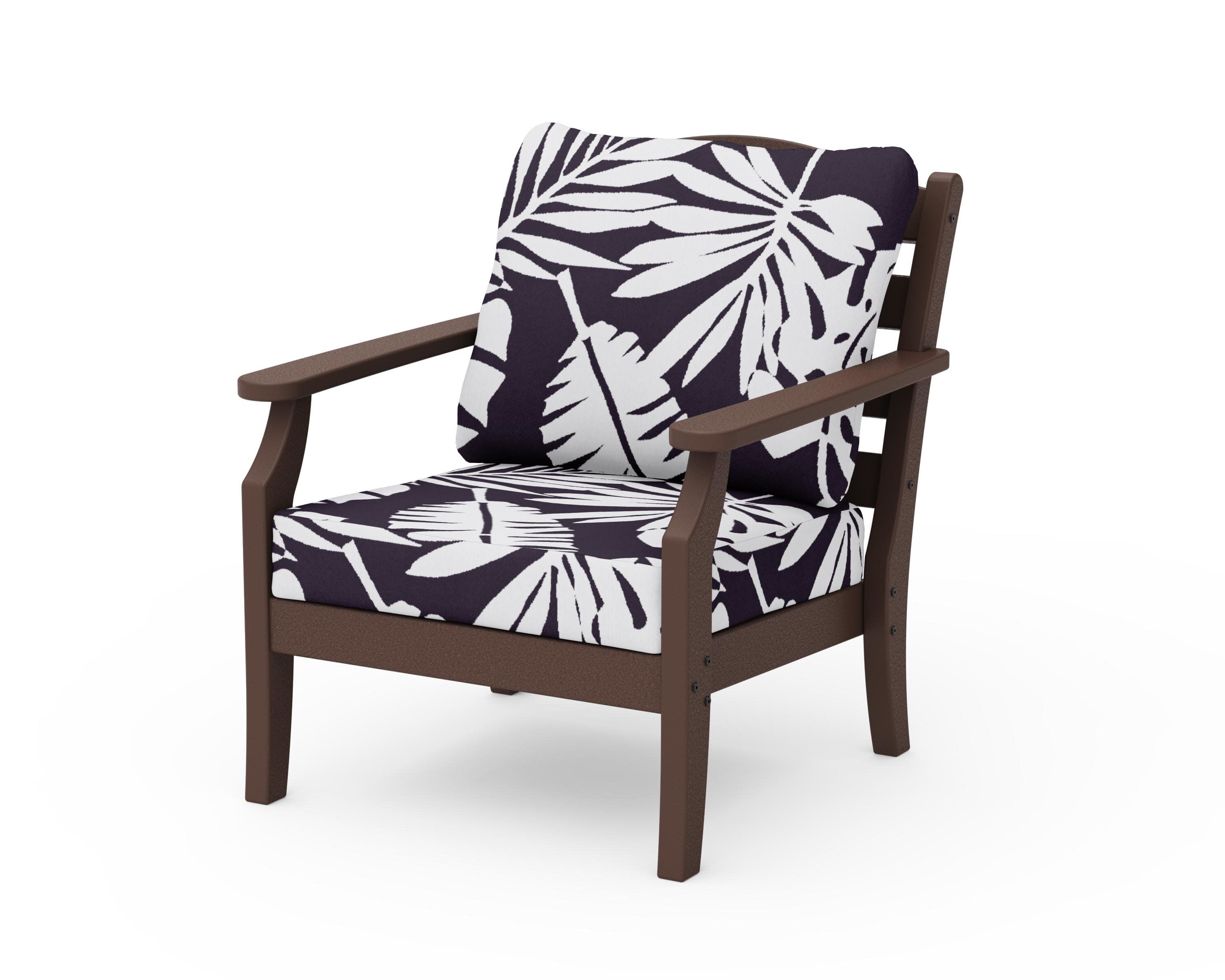 Savannah Deep Seating Chair in Mahogany / Leaf Navy