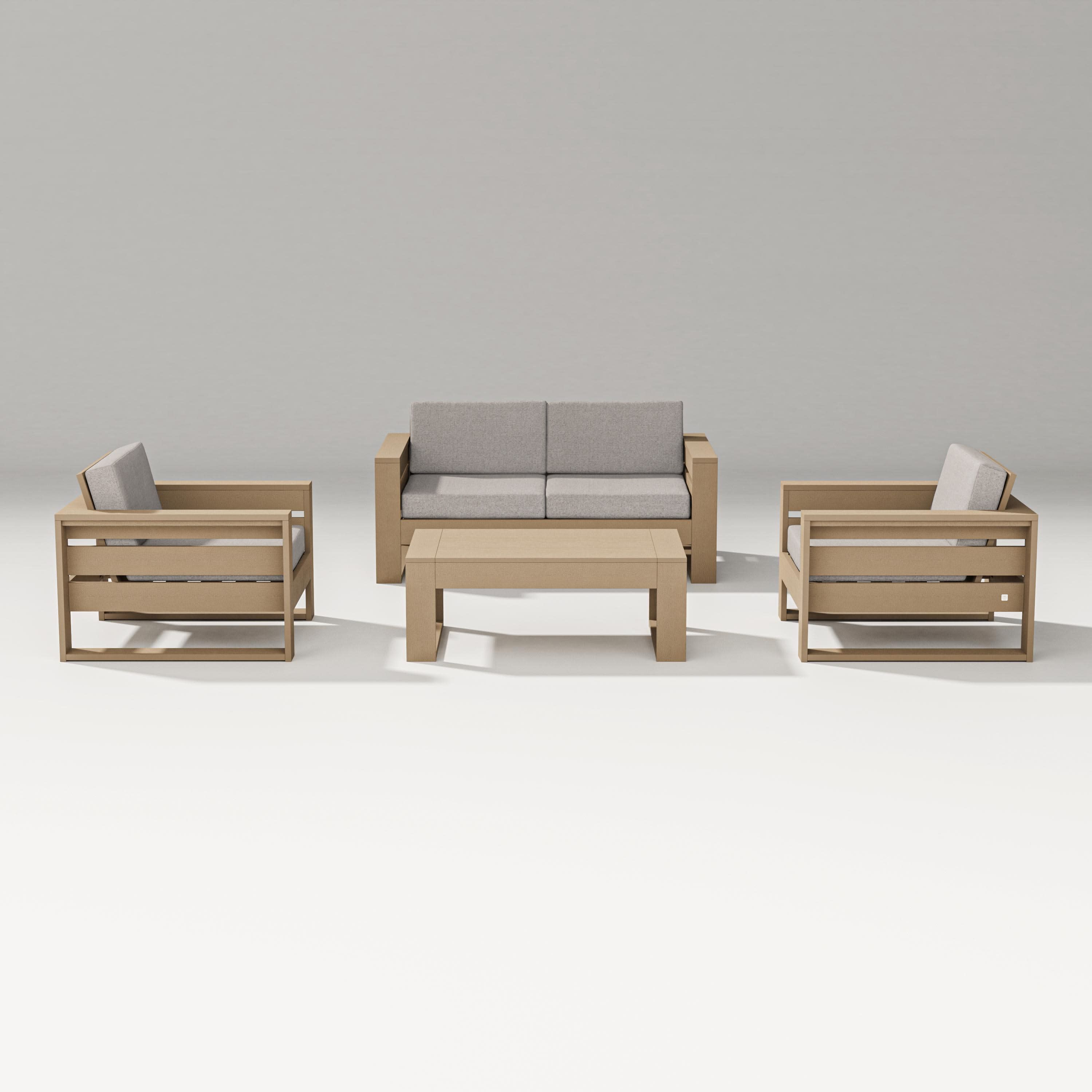 Latitude 4-Piece Lounge Loveseat Set in Vintage Sahara / Weathered Tweed