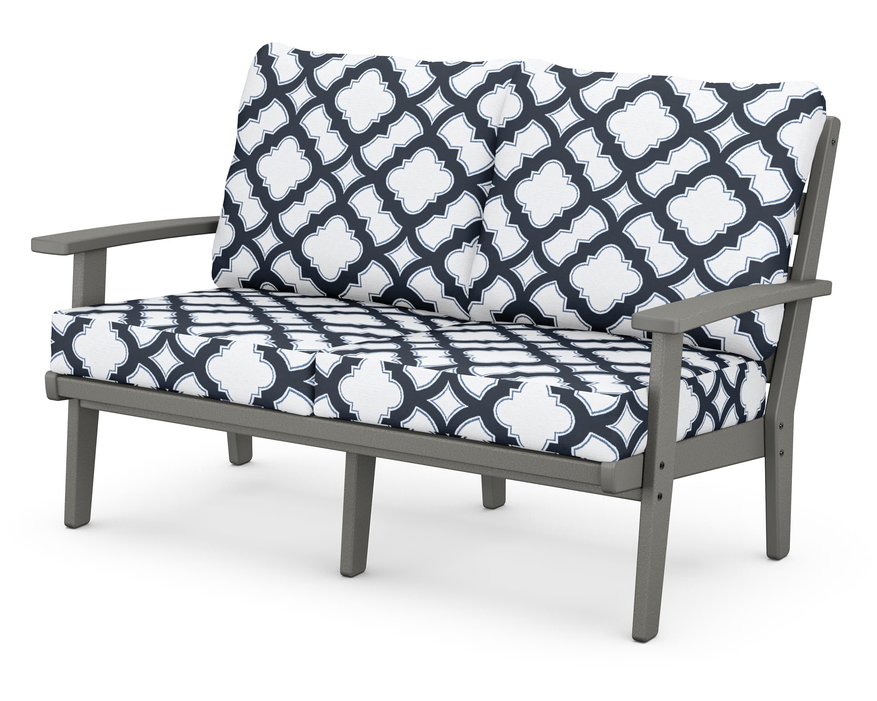 Grant Park Deep Seating Loveseat in Slate Grey / Trellis Marine Indigo