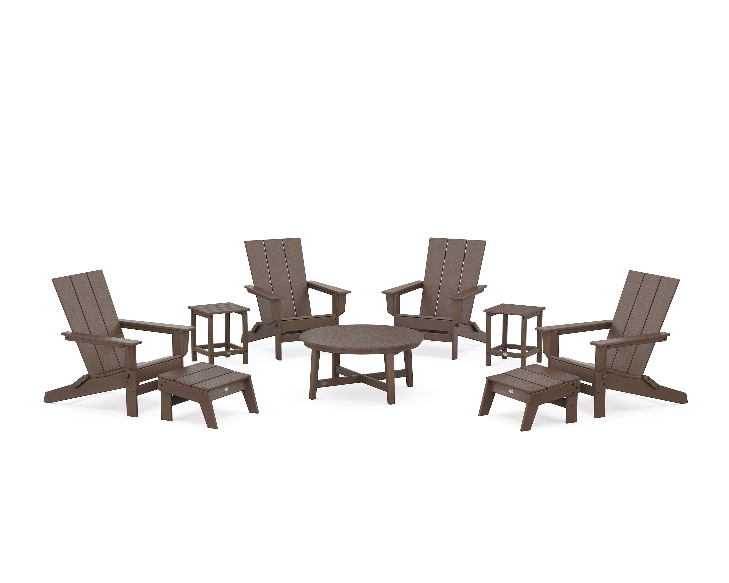 Modern Studio Folding Adirondack 9-Piece Conversation Set in Mahogany
