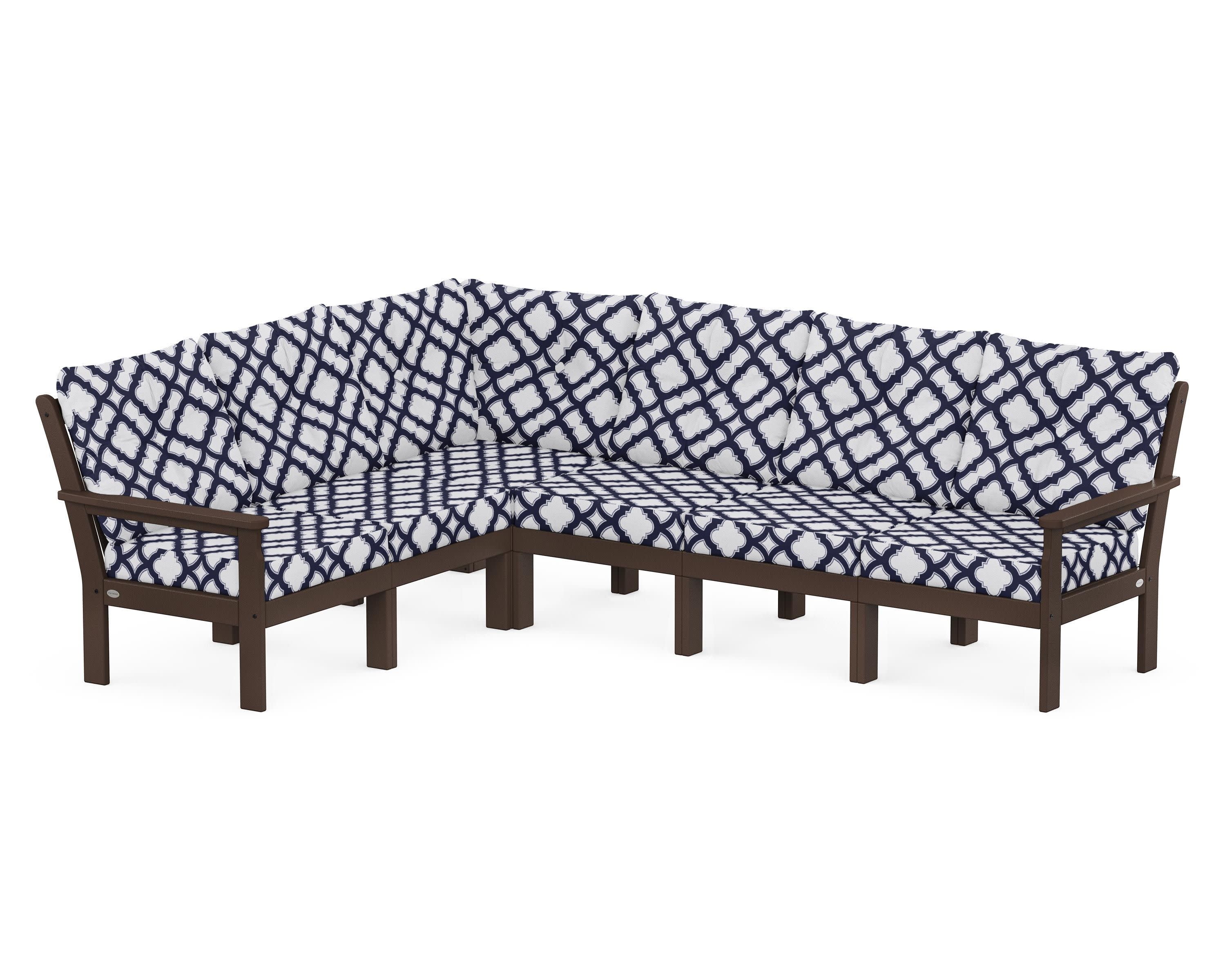 Vineyard 6-Piece Sectional in Mahogany / Trellis Navy