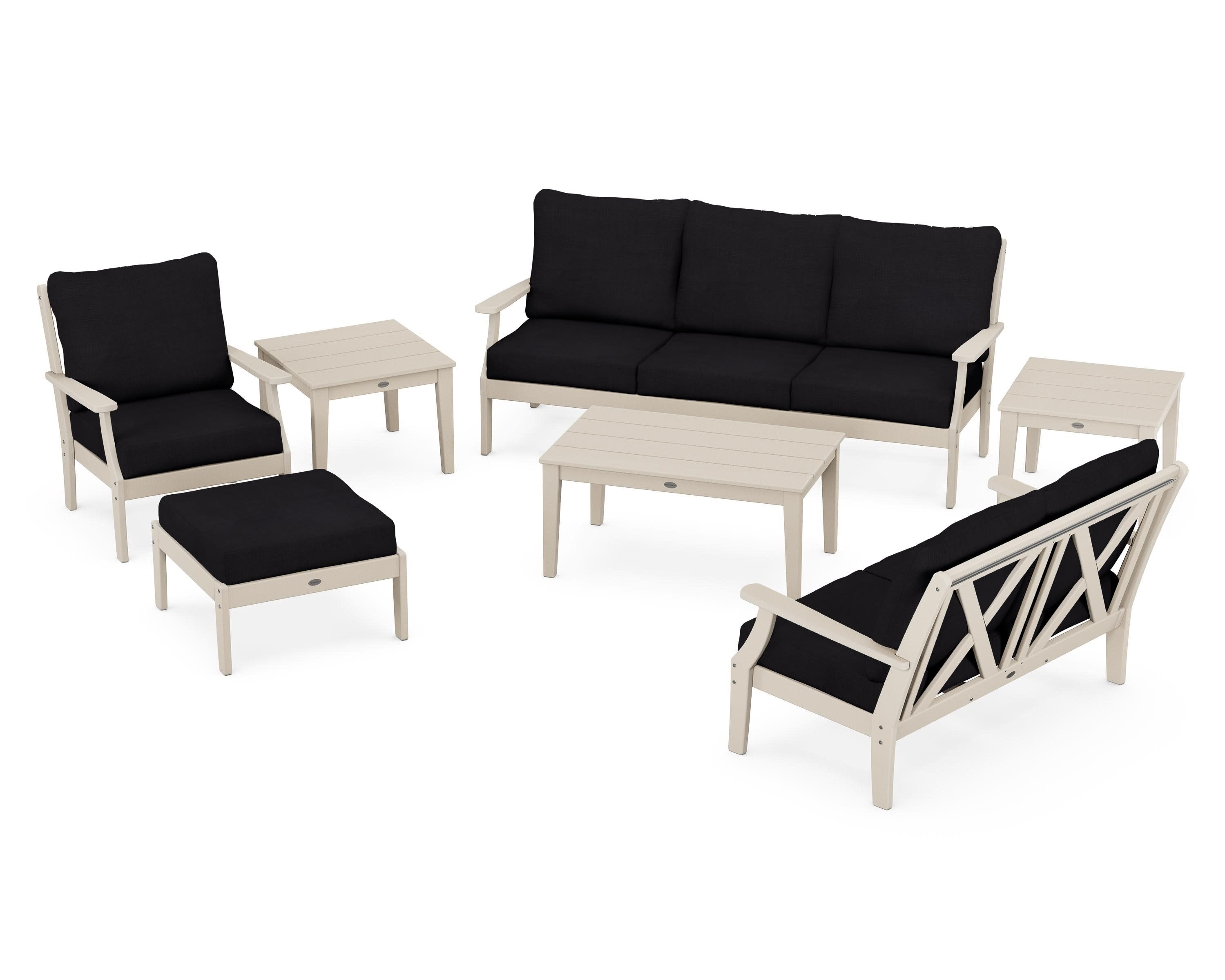 Braxton 7-Piece Deep Seating Set in Sand / Midnight Linen
