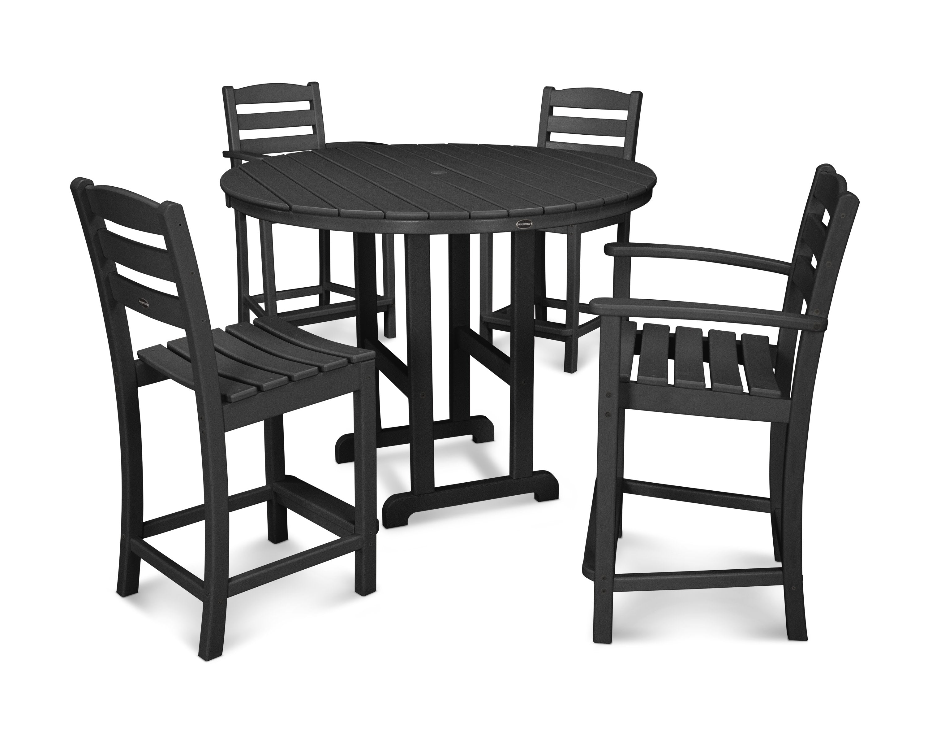 La Casa Caf 5-Piece Round Farmhouse Counter Dining Set in Black