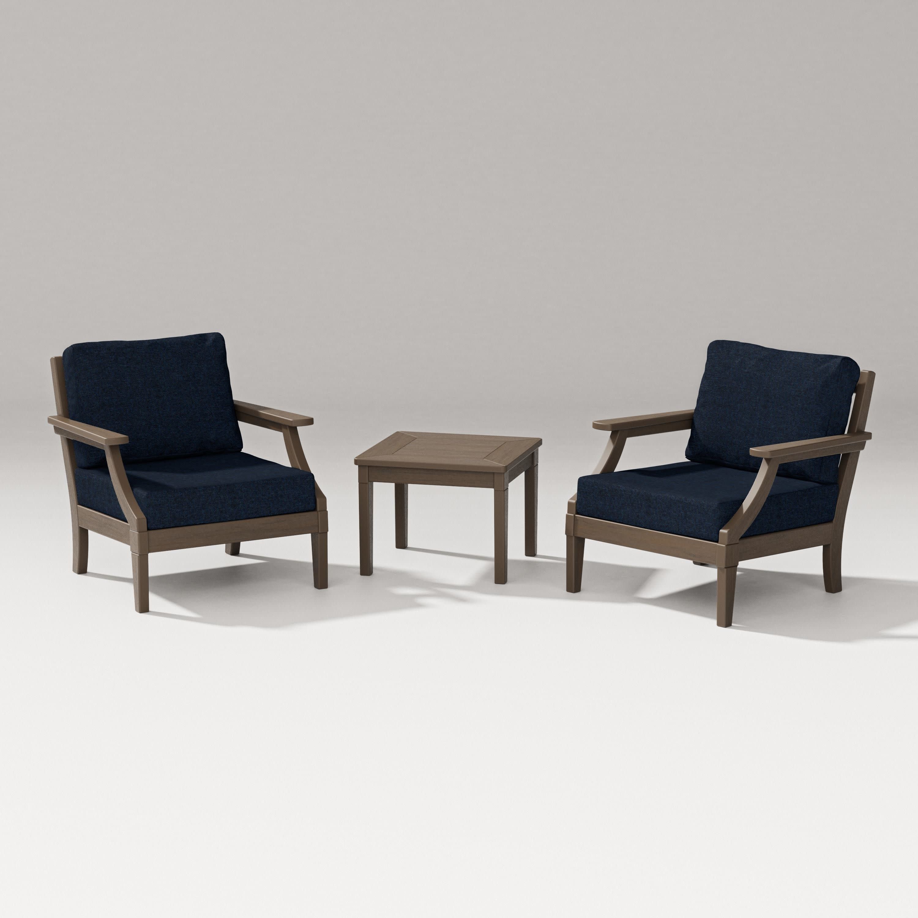 Estate 3-Piece Lounge Chair Set in Kona / Marine Indigo