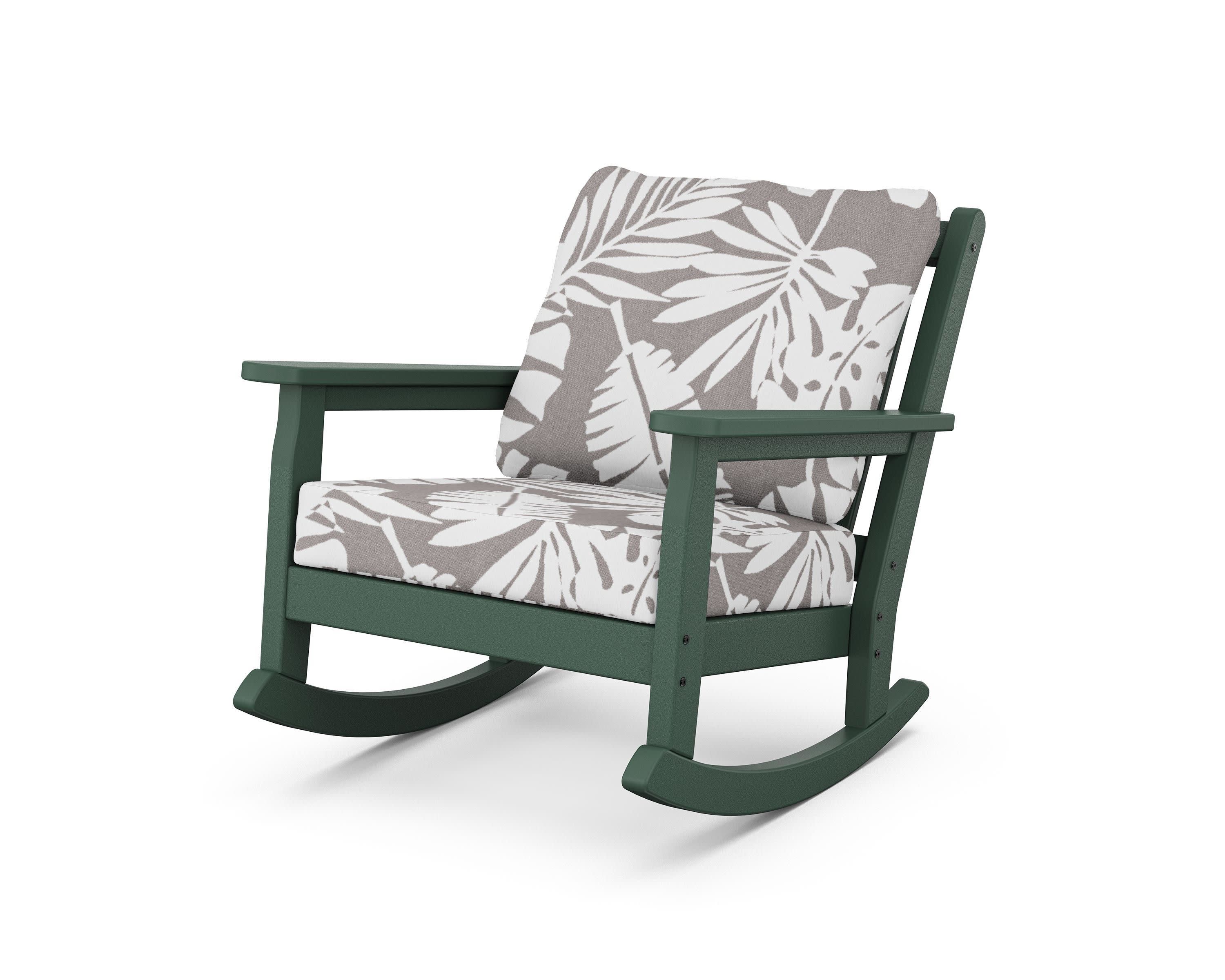 Chippendale Deep Seating Rocking Chair in Green / Leaf Grey Mist