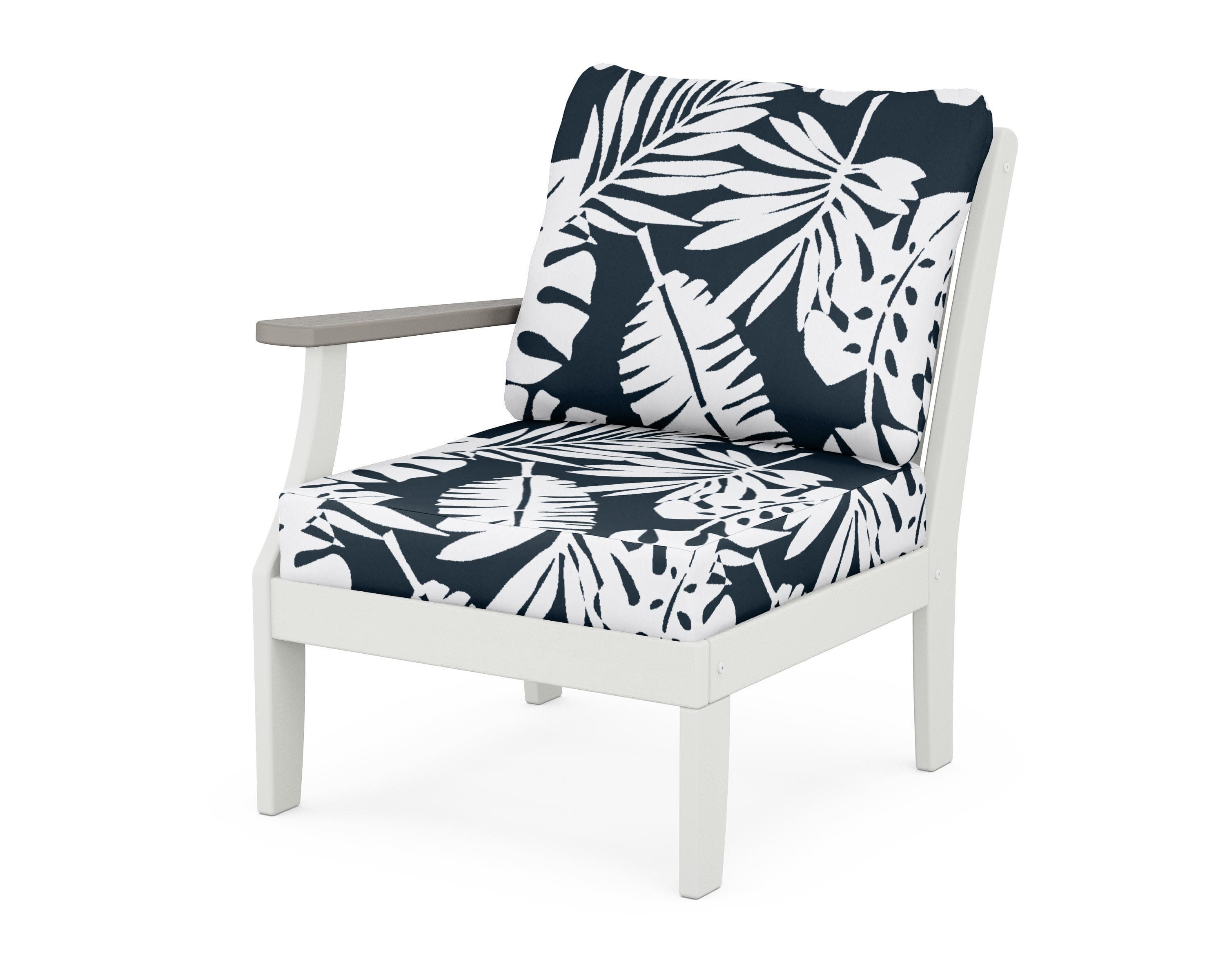 Braxton Modular Left Arm Chair in White / Driftwood / Leaf Marine Indigo