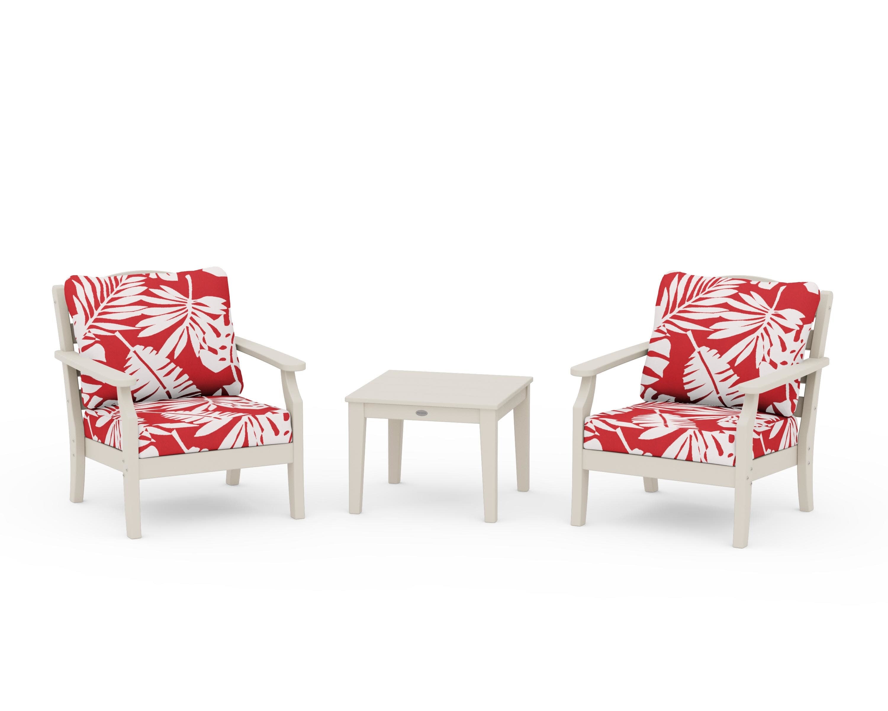 Savannah 3-Piece Deep Seating Set in Sand / Leaf Crimson