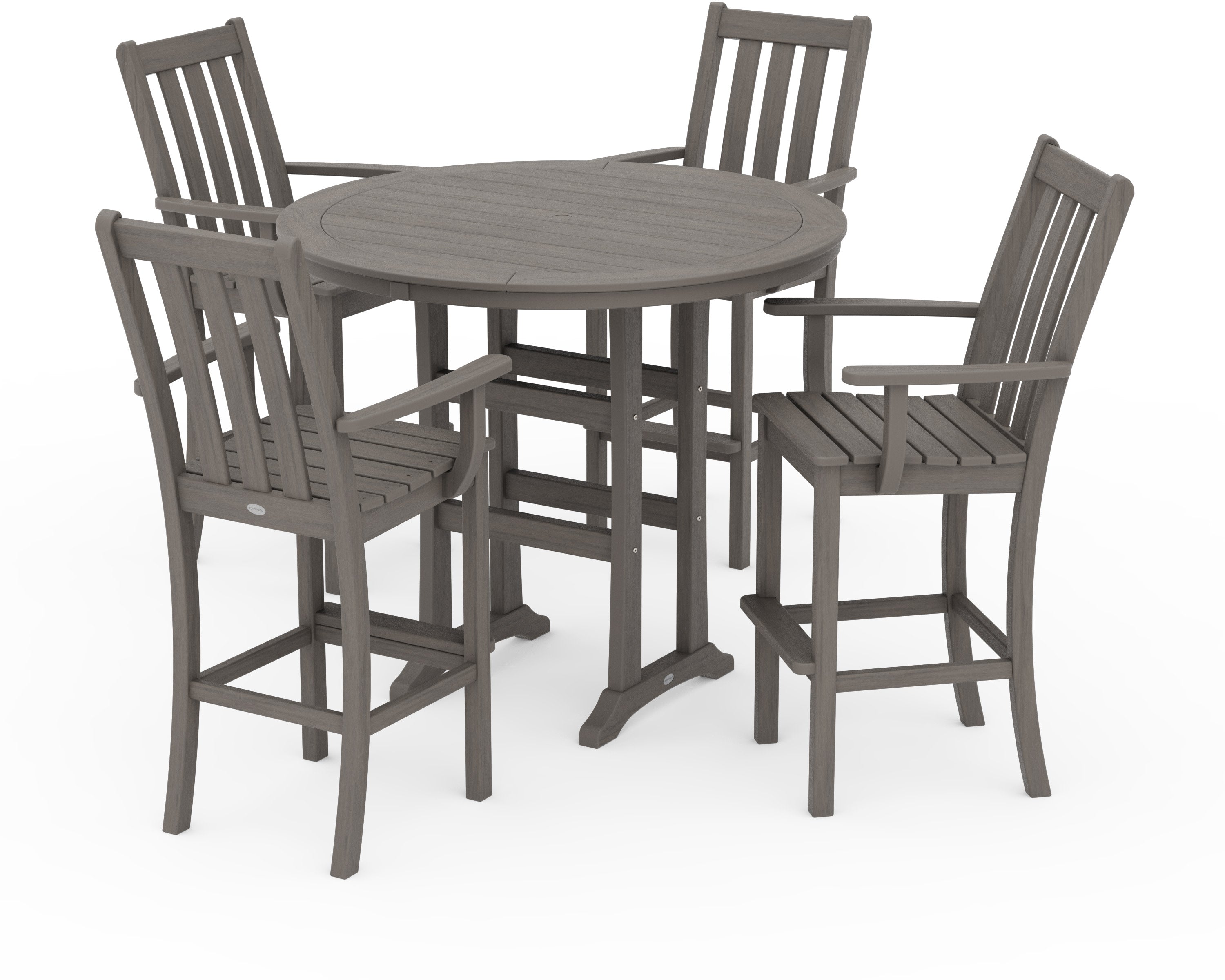 Vineyard 5-Piece Round Bar Set in Driftwood