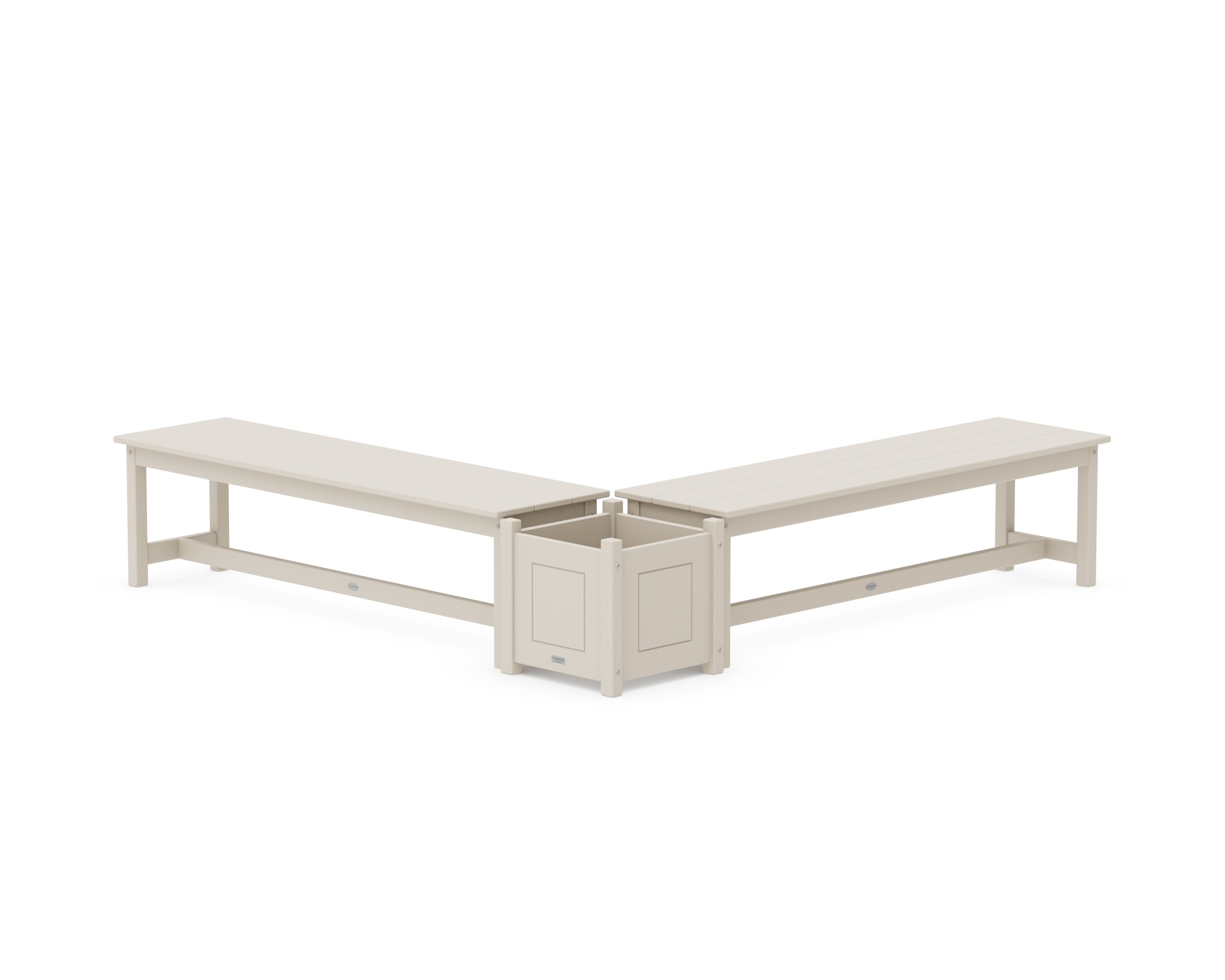 60" Country Living L- Shaped Planter Bench Set in Sand
