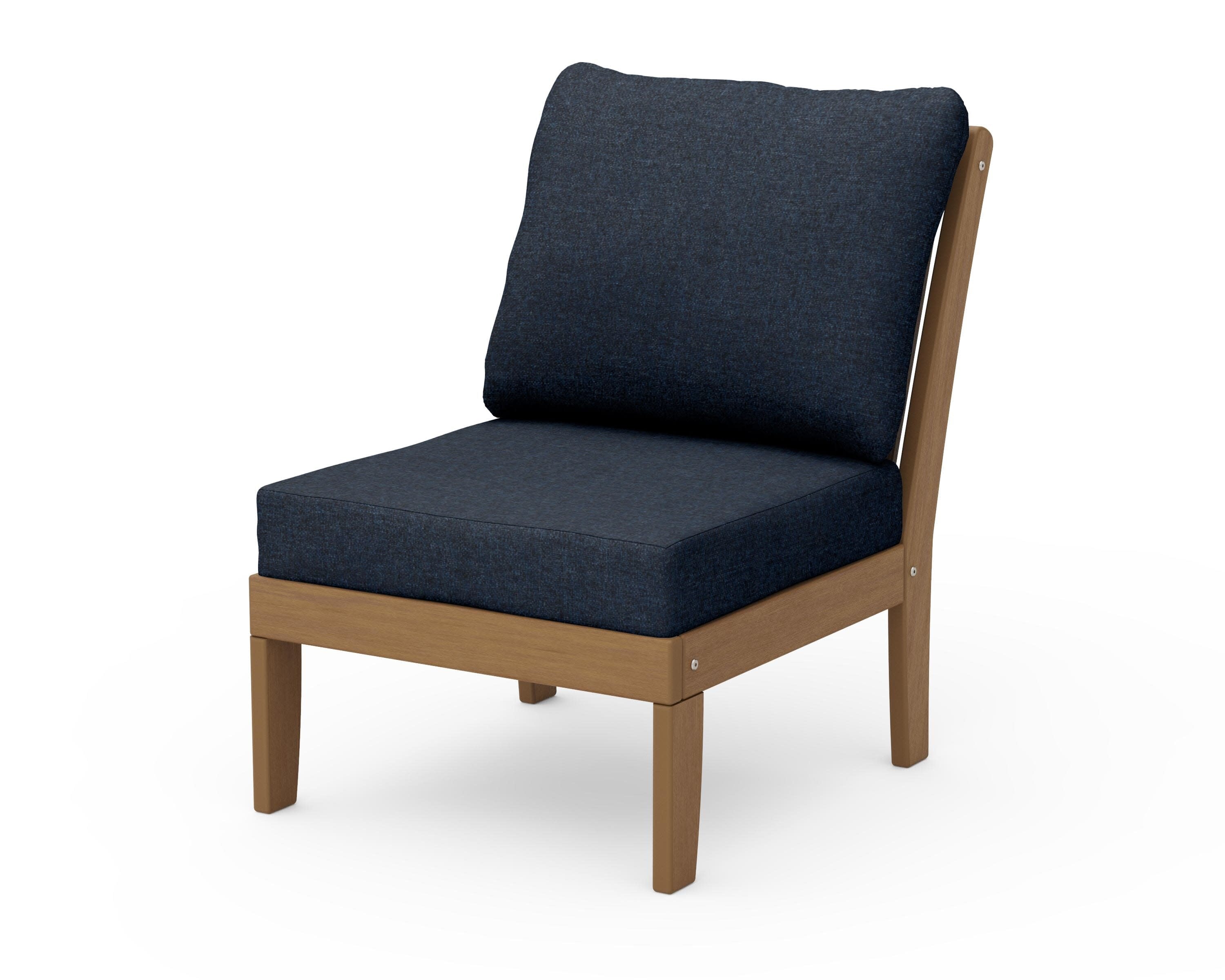 Braxton Modular Armless Chair in Natural / Marine Indigo
