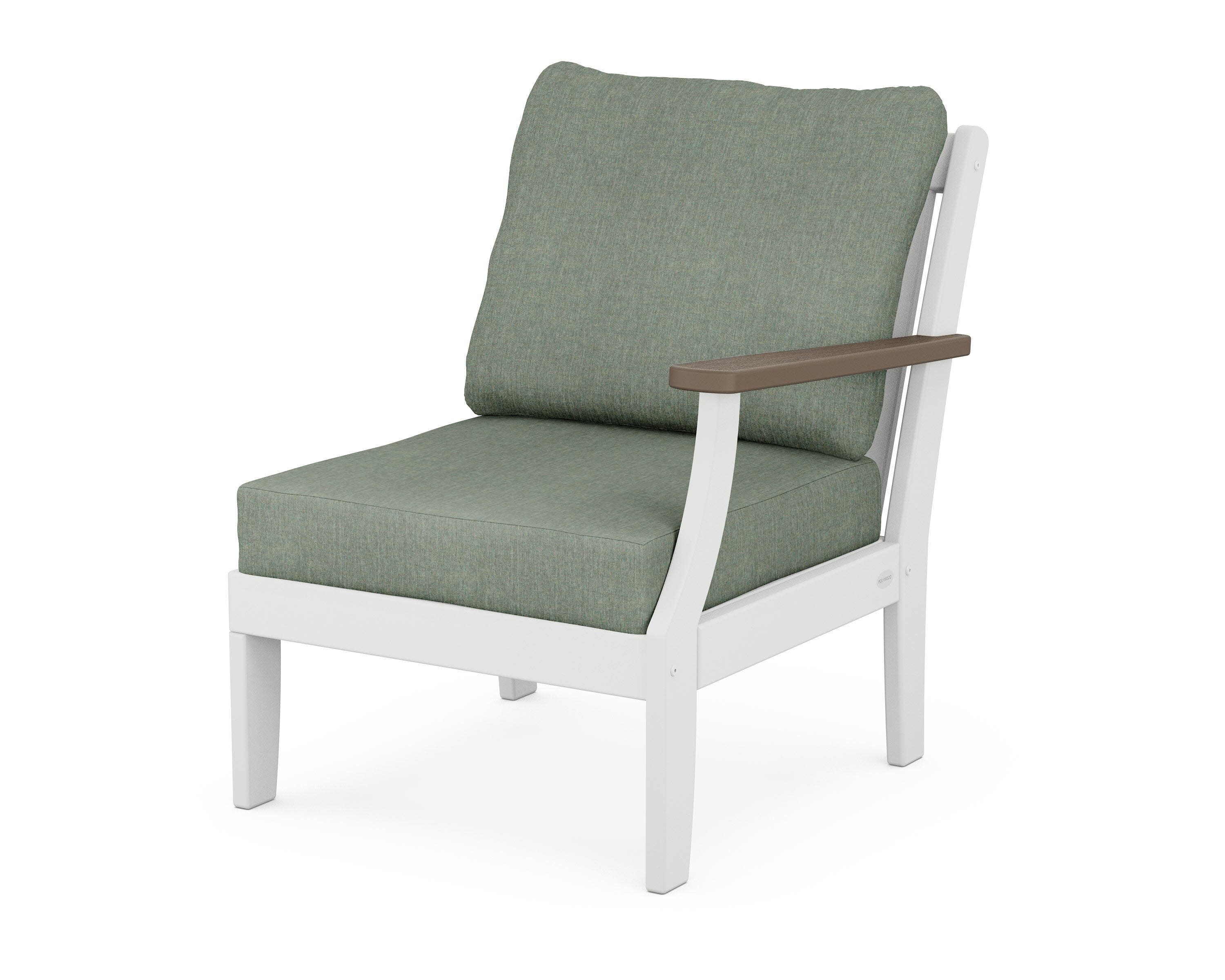 Braxton Modular Right Arm Chair in White / Kona / Cast Sage
