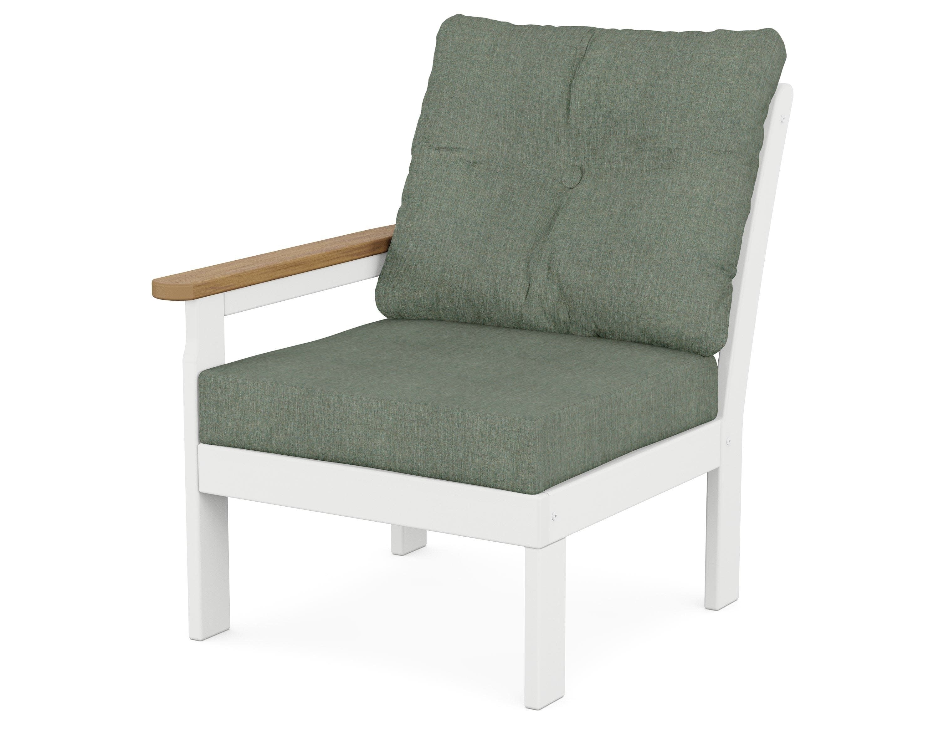 Vineyard Modular Left Arm Chair in White / Natural / Cast Sage