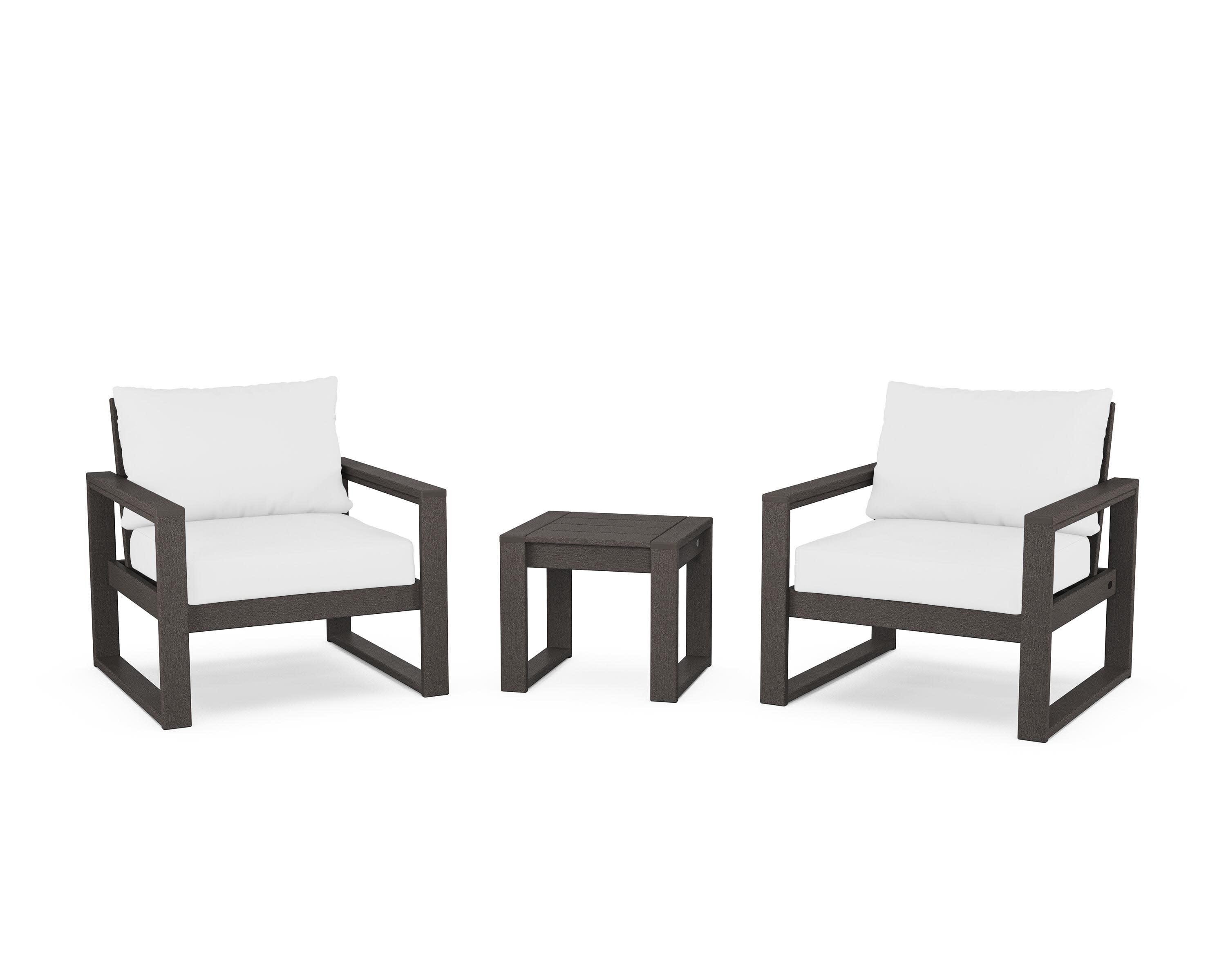 EDGE Sectional 3-Piece Deep Seating Set in Vintage Coffee / Natural