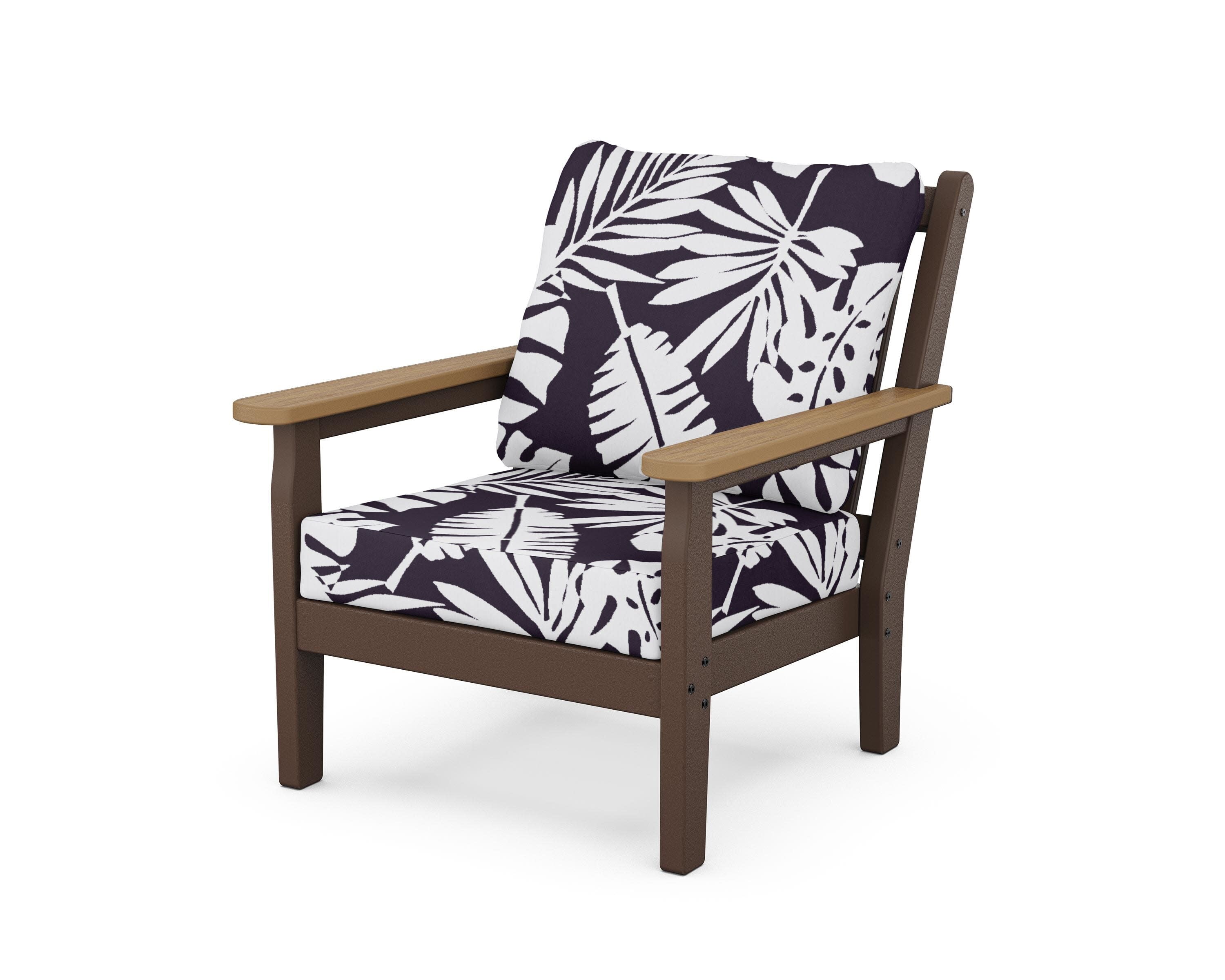 Chippendale Deep Seating Chair in Mahogany / Natural / Leaf Navy