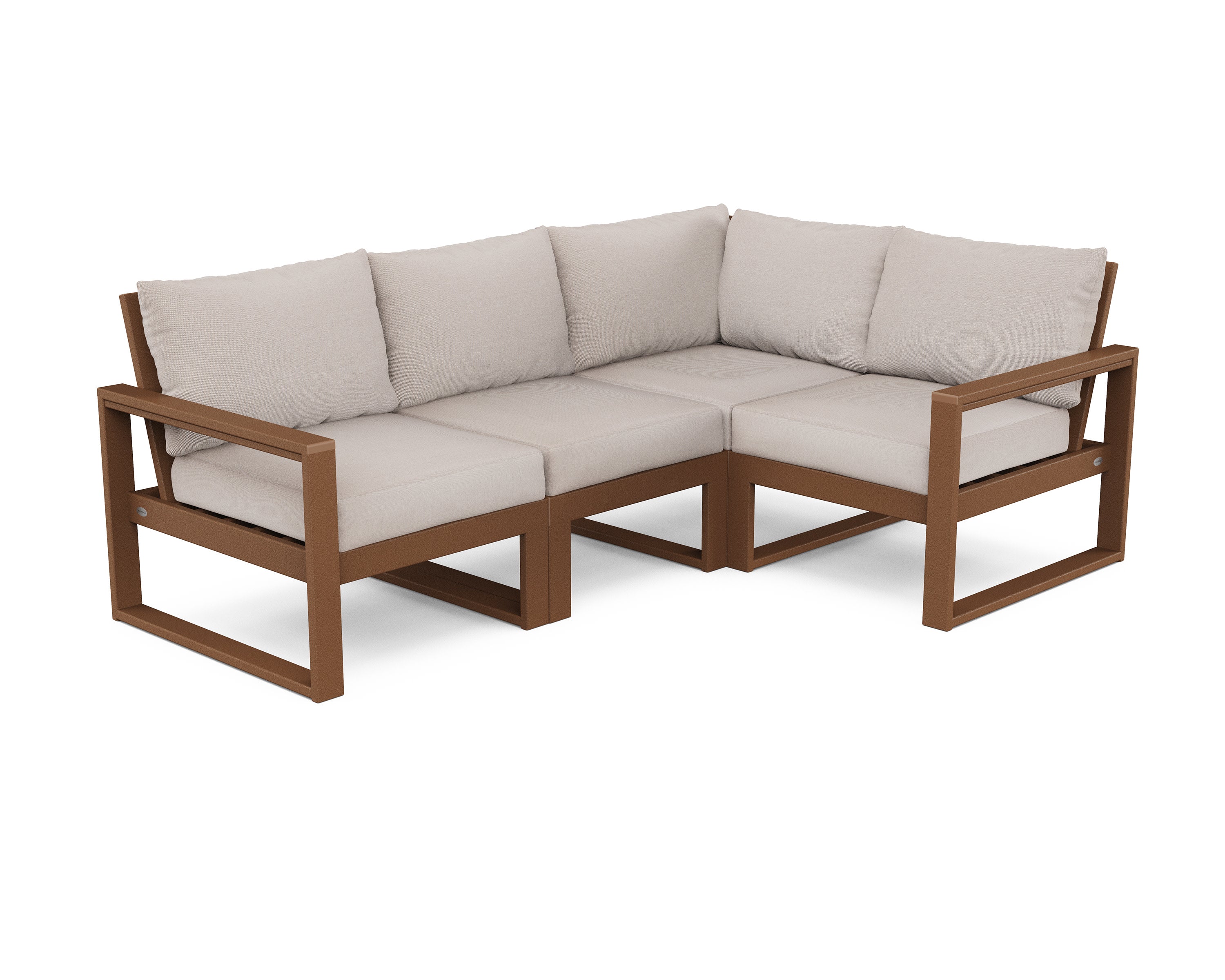 EDGE 4-Piece Modular Deep Seating Set in Teak / Dune Burlap
