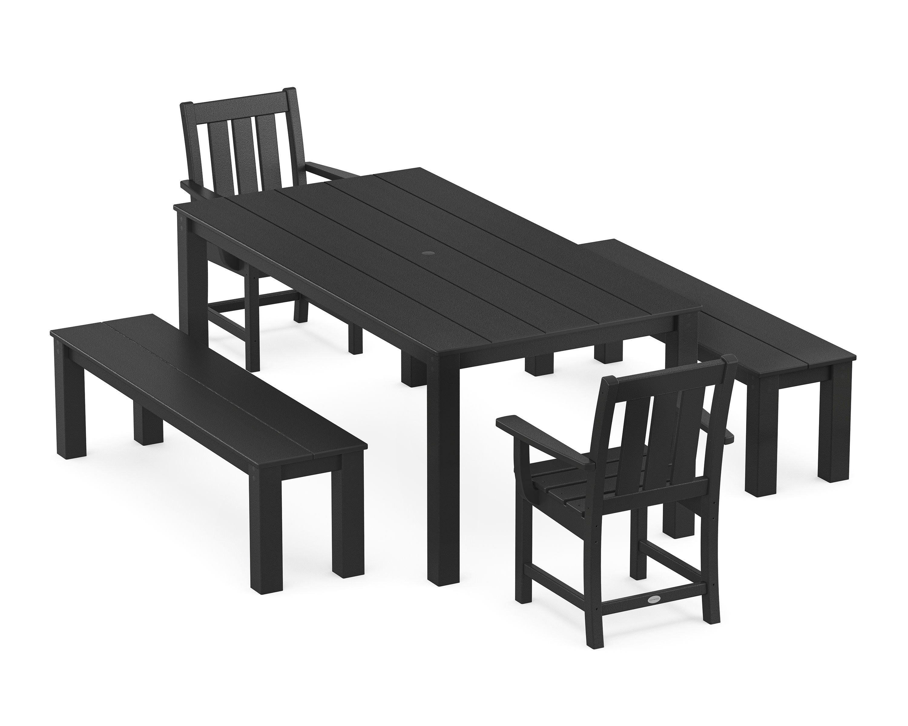 Oxford 5-Piece Parsons Dining Set with Benches in Black