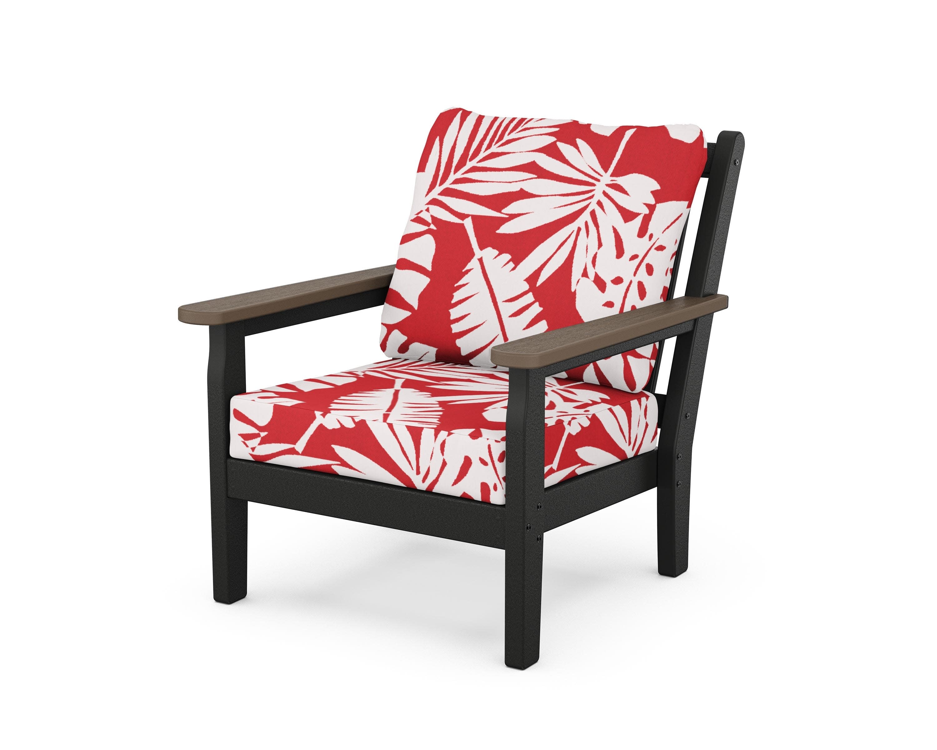 Chippendale Deep Seating Chair in Black / Kona / Leaf Crimson