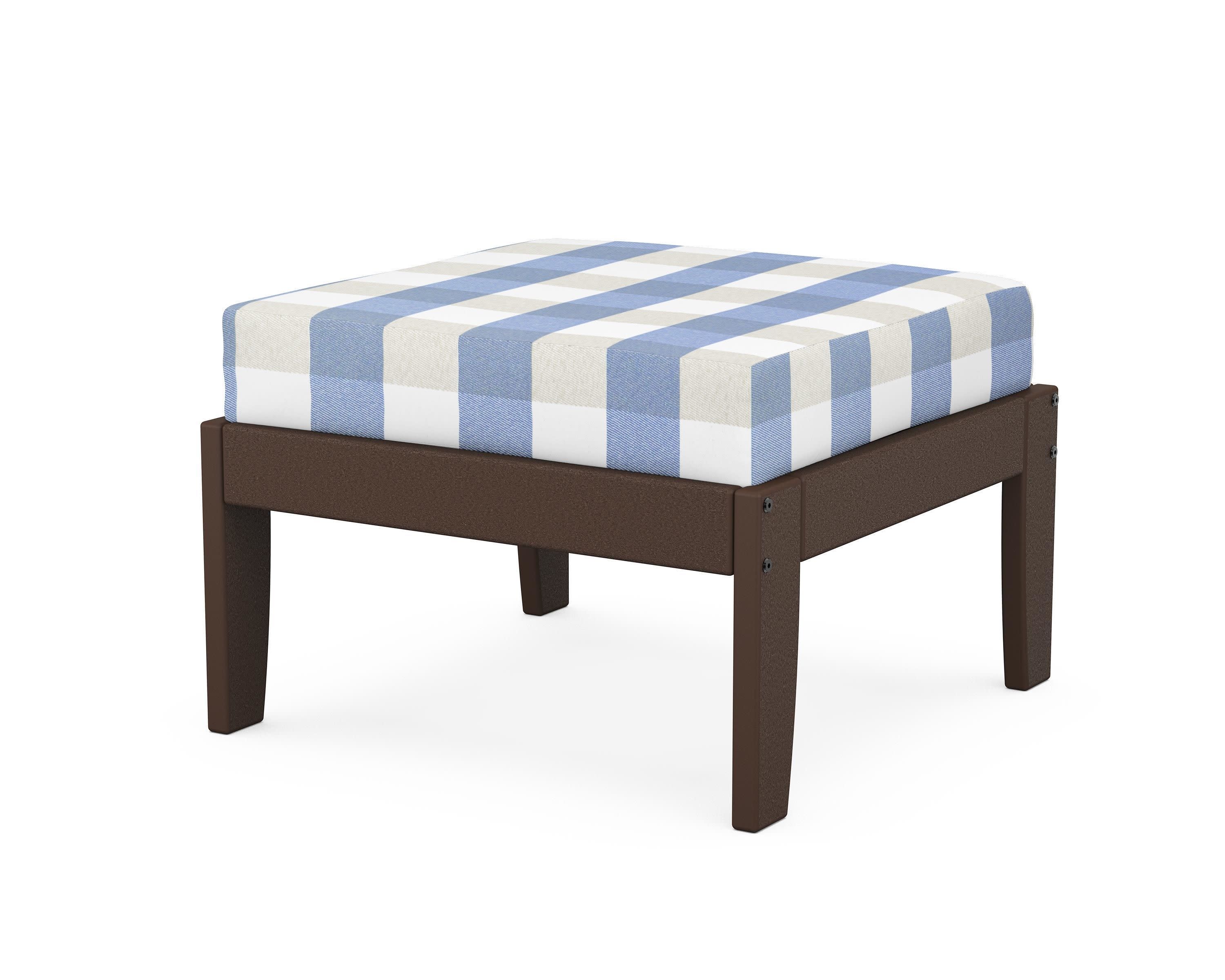 Modular Ottoman - Classic in Mahogany / Buffalo Plaid Sky Blue