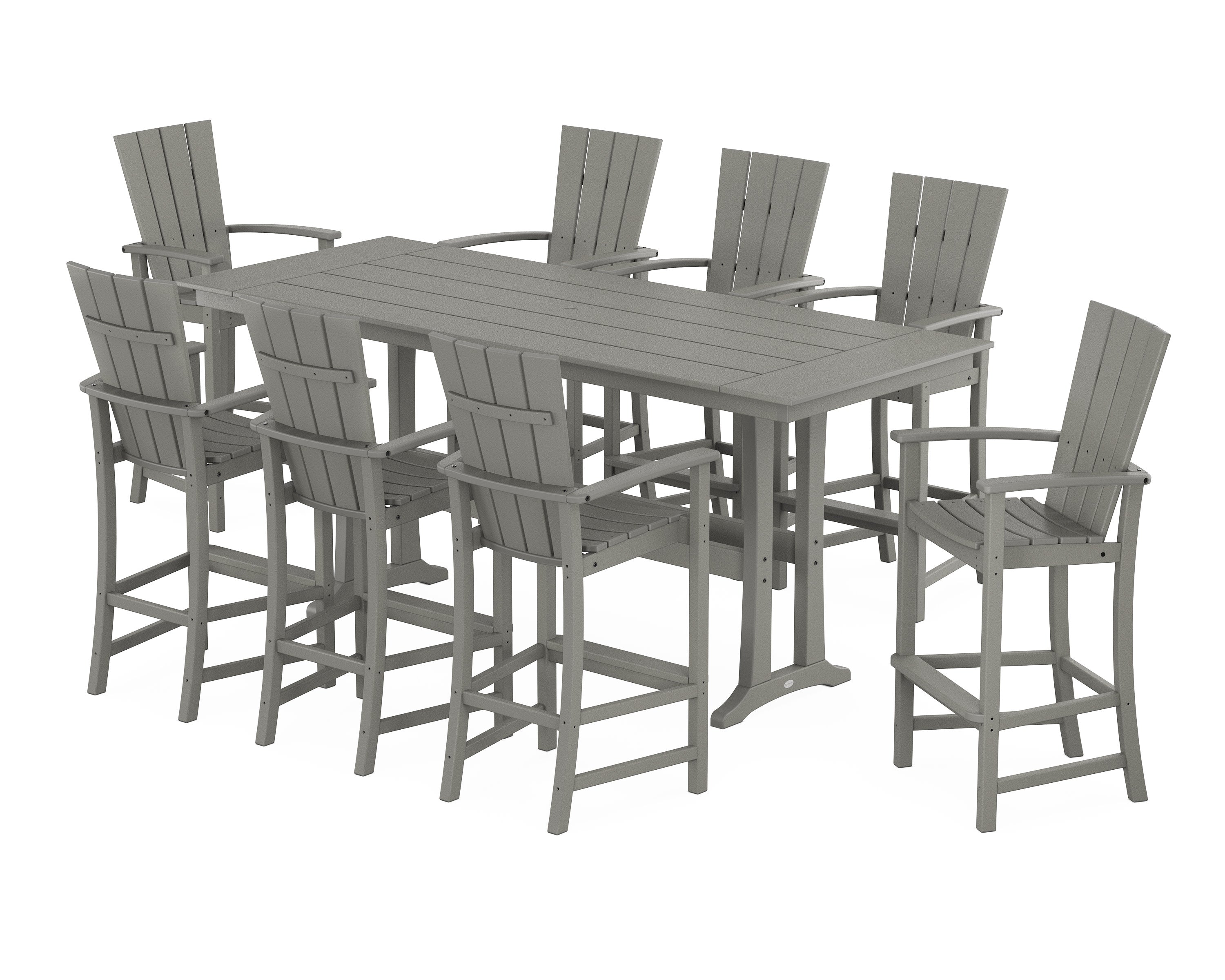 Quattro Adirondack 9-Piece Farmhouse Bar Set with Trestle Legs in Slate Grey