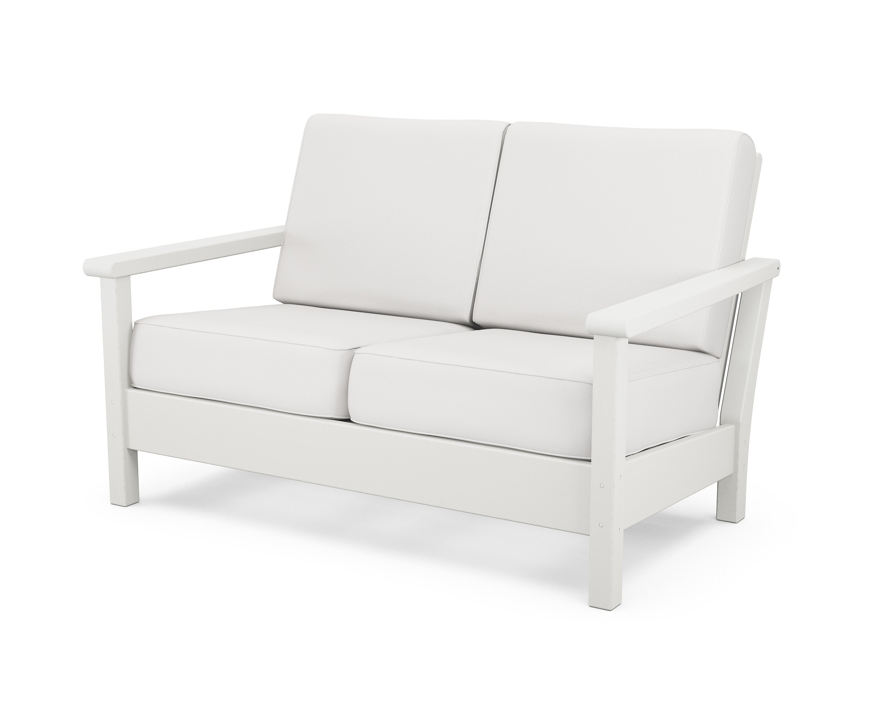 Harbour Deep Seating Loveseat in Vintage White / Natural Linen