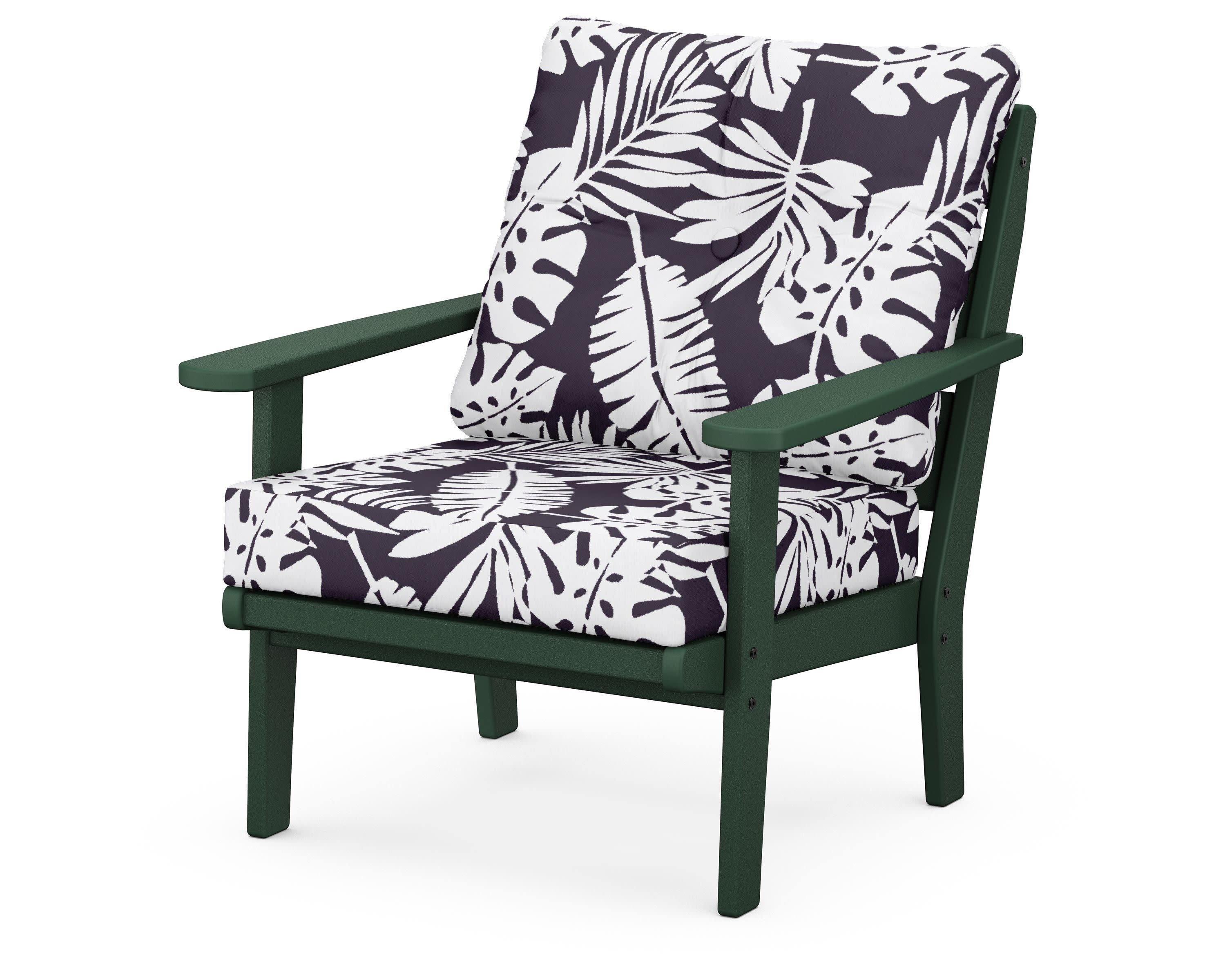 Lakeside Deep Seating Chair in Green / Leaf Navy