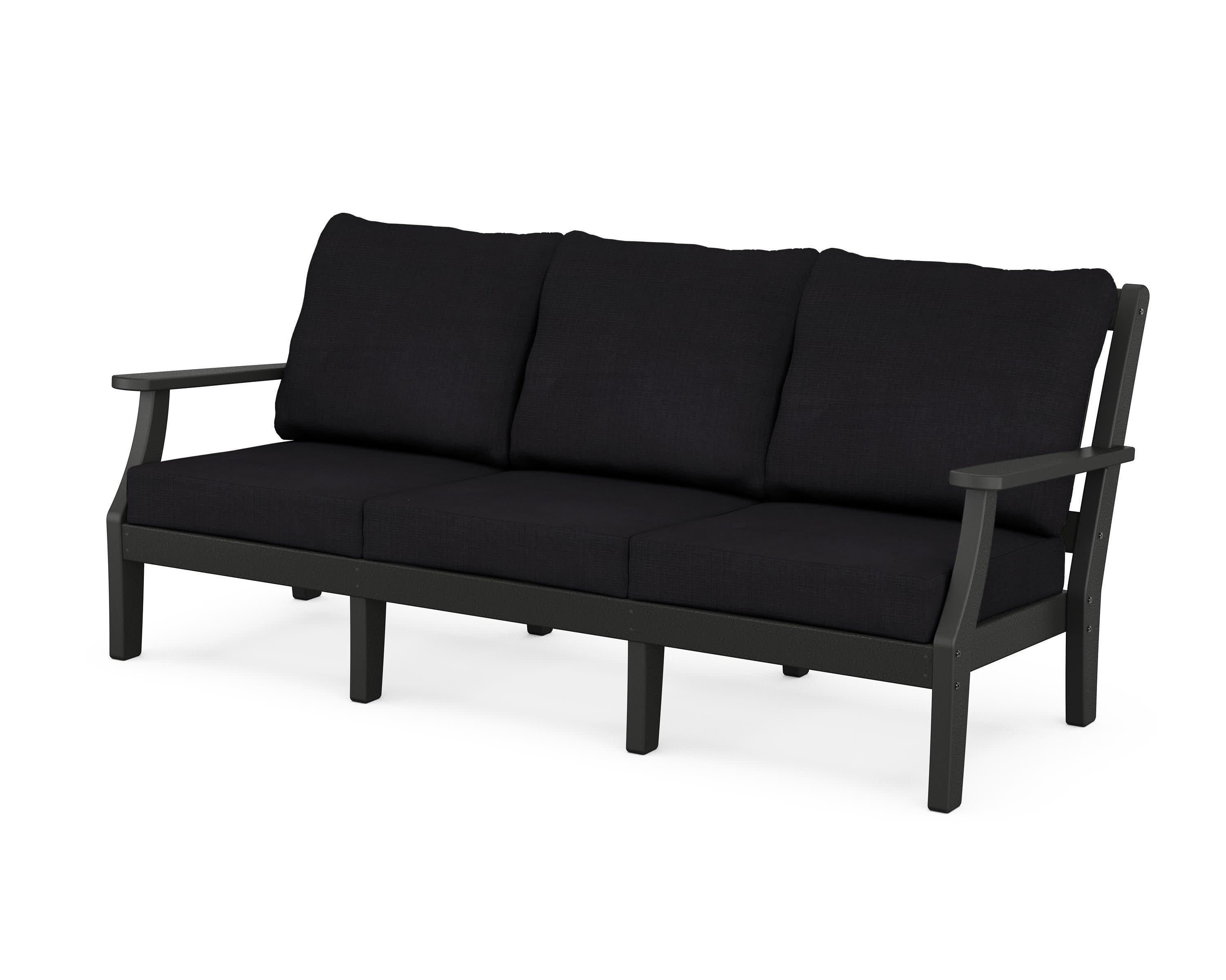 Chinoiserie Deep Seating Sofa in Black / Midnight Linen