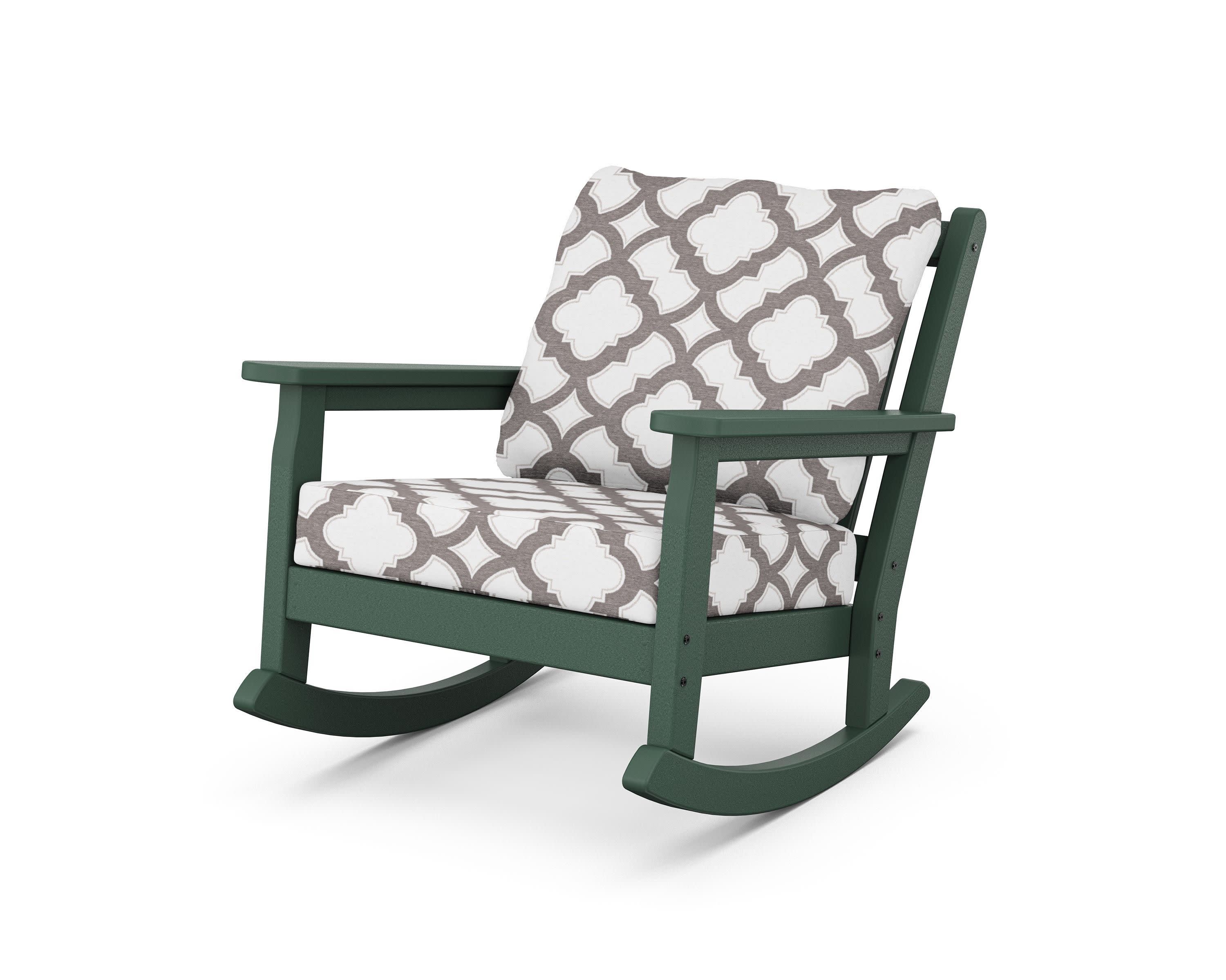 Chippendale Deep Seating Rocking Chair in Green / Trellis Grey Mist