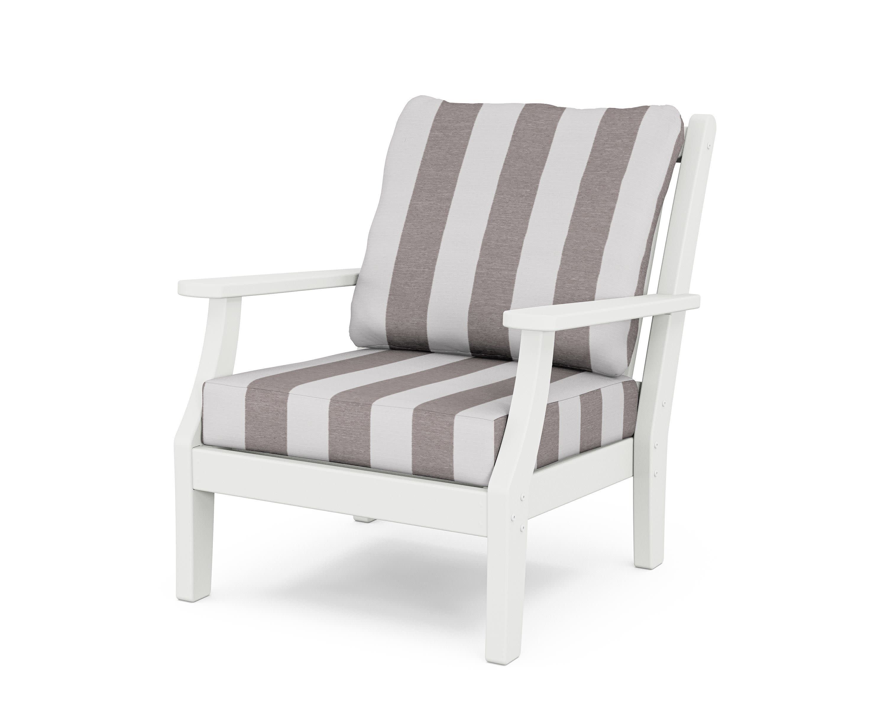 Wovendale Deep Seating Chair in White / Cabana Stripe Grey Mist
