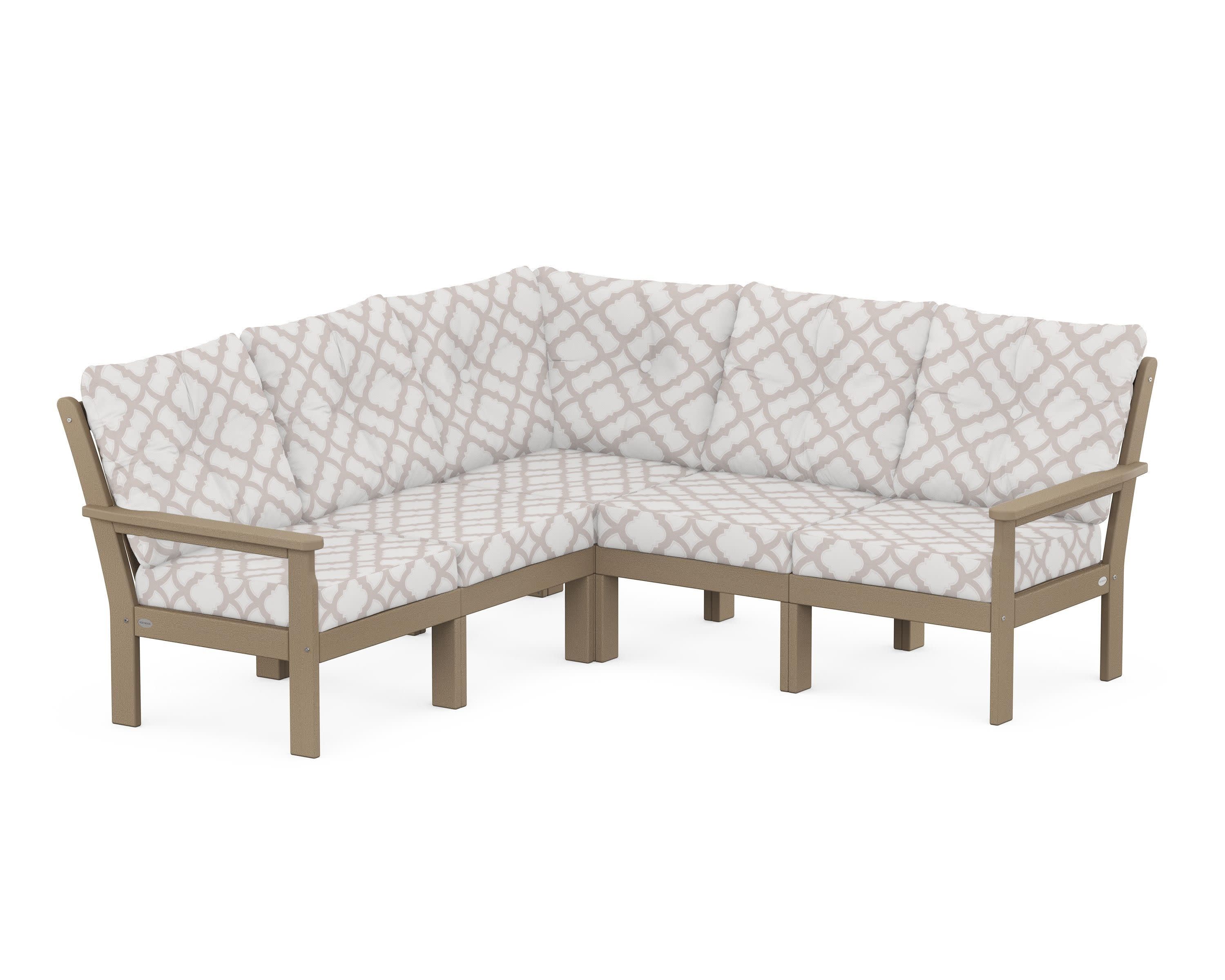 Vineyard 5-Piece Sectional in Vintage Sahara / Trellis Dune Burlap