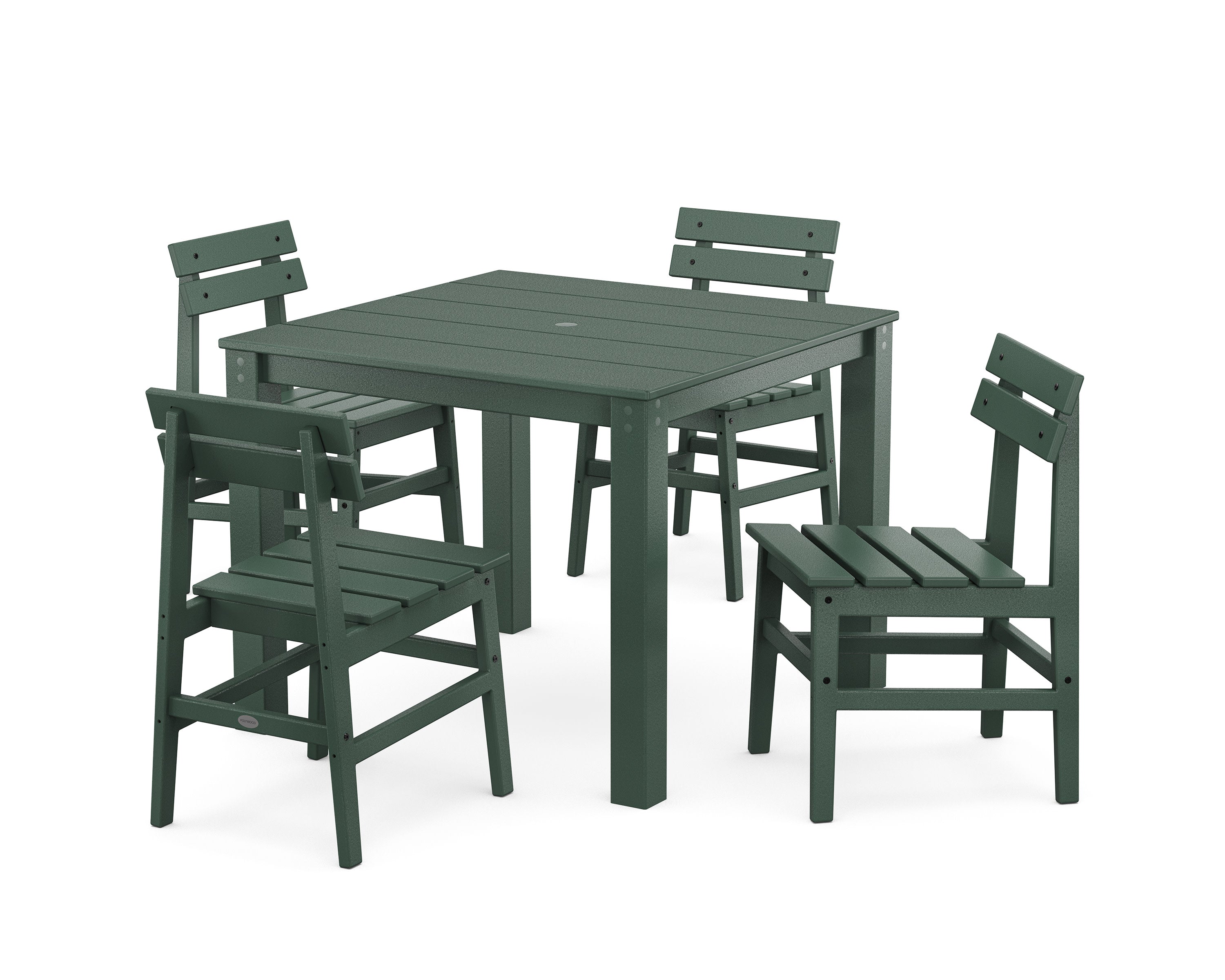 Modern Studio Plaza Chair 5-Piece Parsons Dining Set in Green