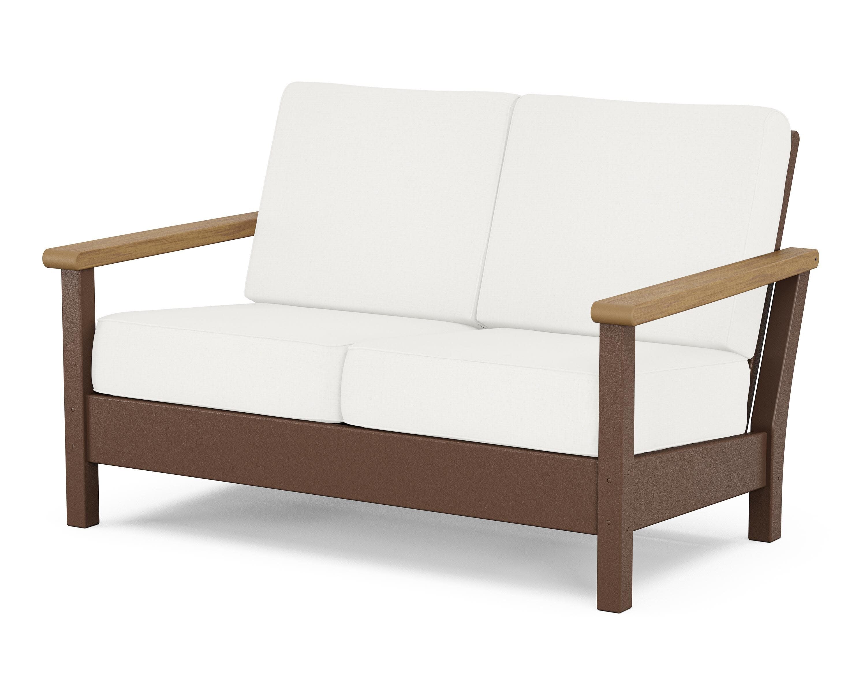 Harbour Deep Seating Loveseat in Mahogany / Natural / Natural Linen