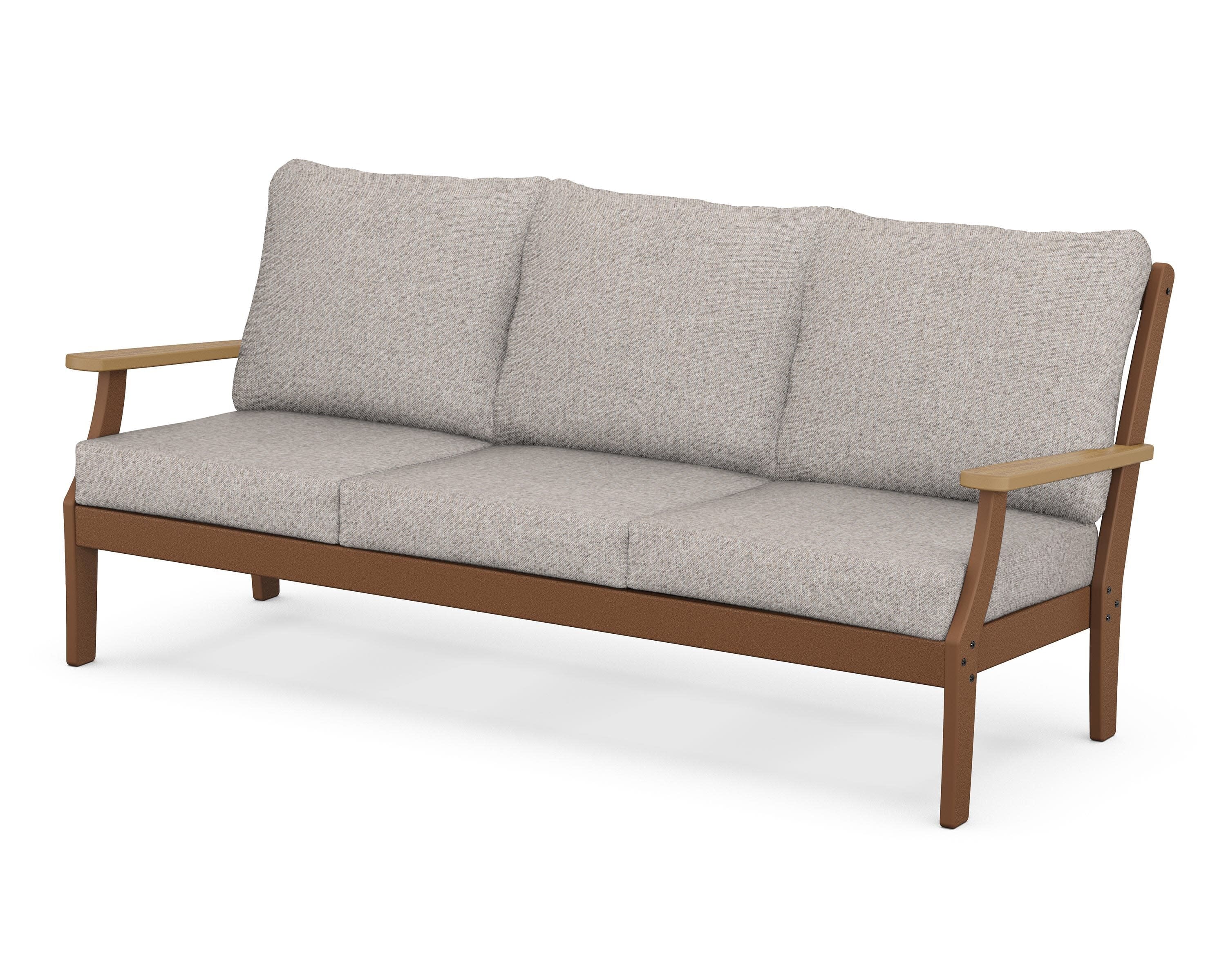 Braxton Deep Seating Sofa in Teak / Natural / Weathered Tweed