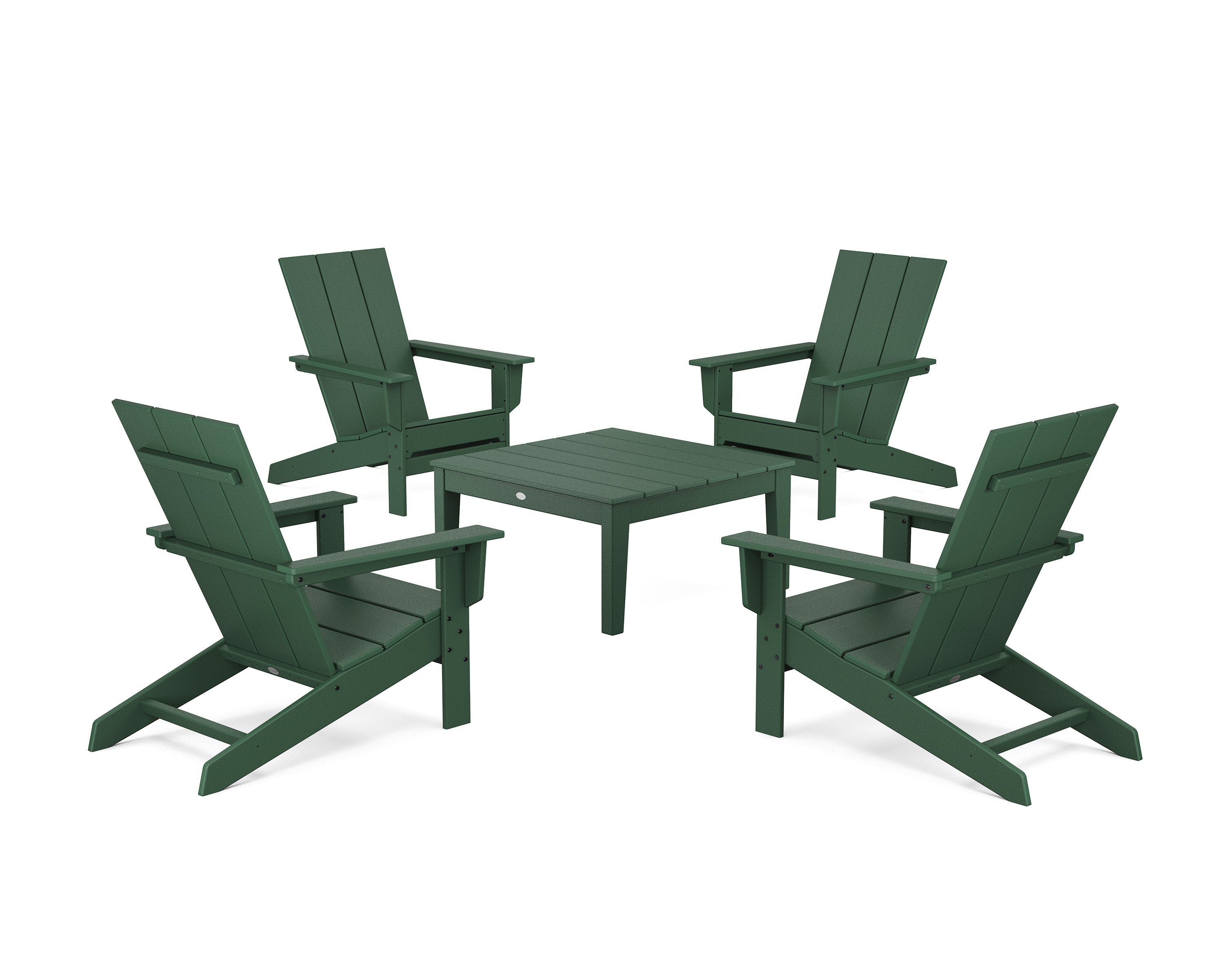 5-Piece Modern Studio Adirondack Chair Conversation Group in Green