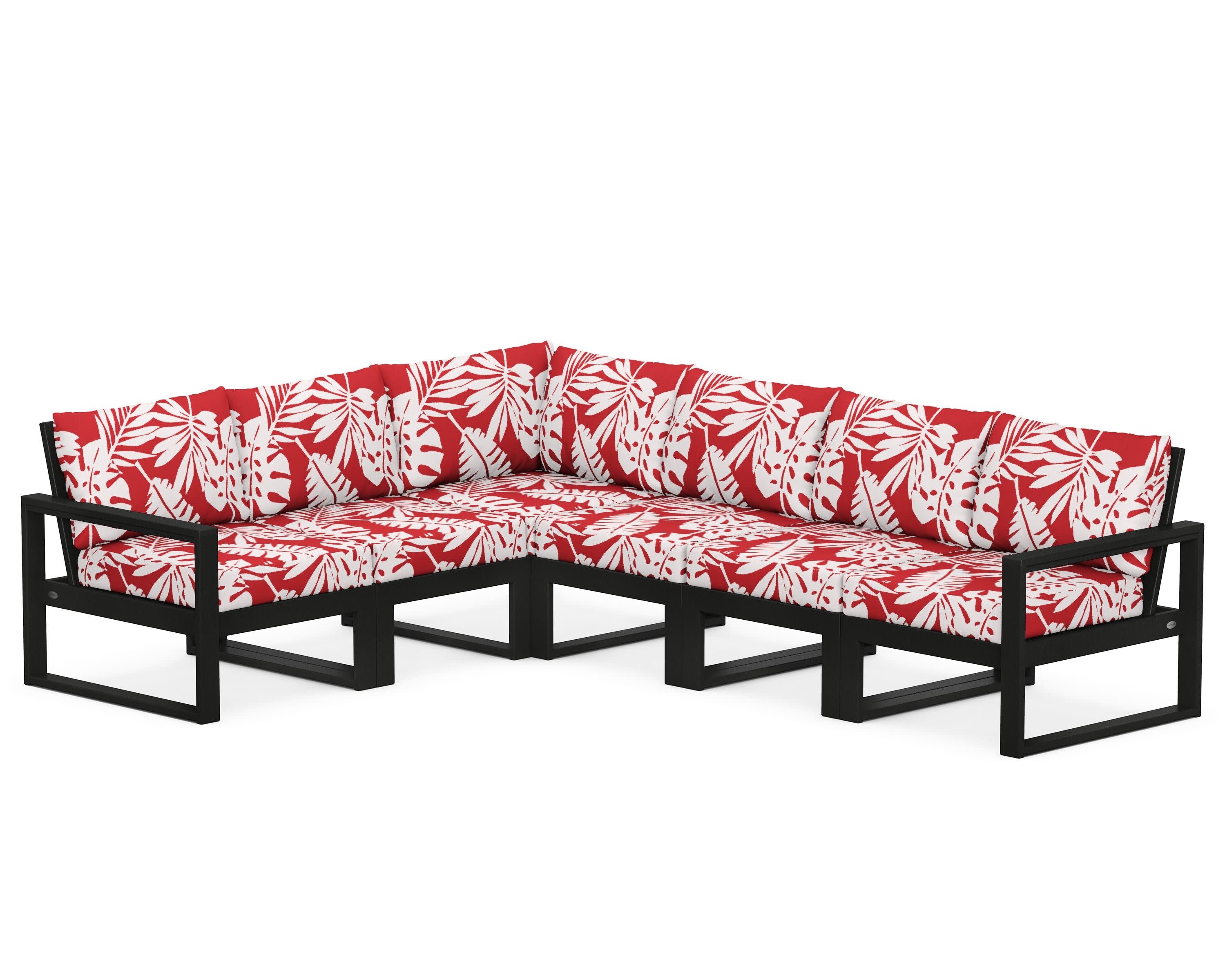 EDGE 6-Piece Modular Deep Seating Set in Black / Leaf Crimson