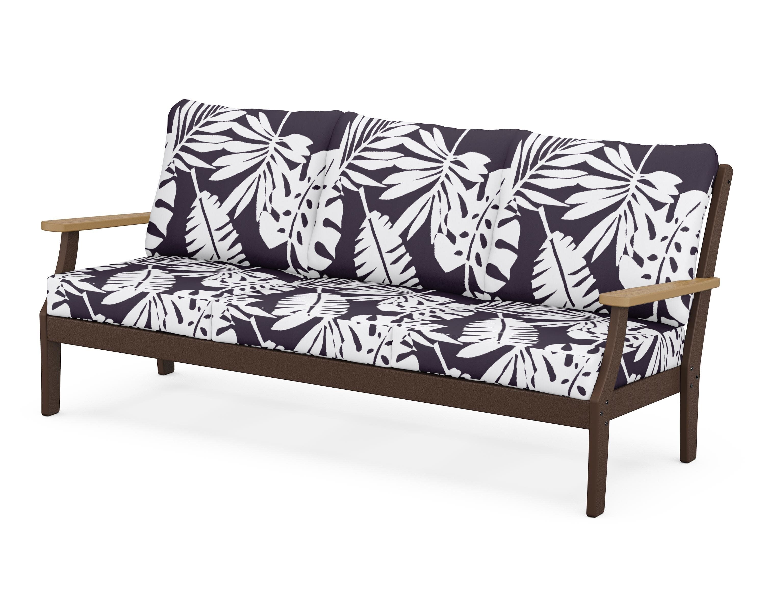 Braxton Deep Seating Sofa in Mahogany / Natural / Leaf Navy