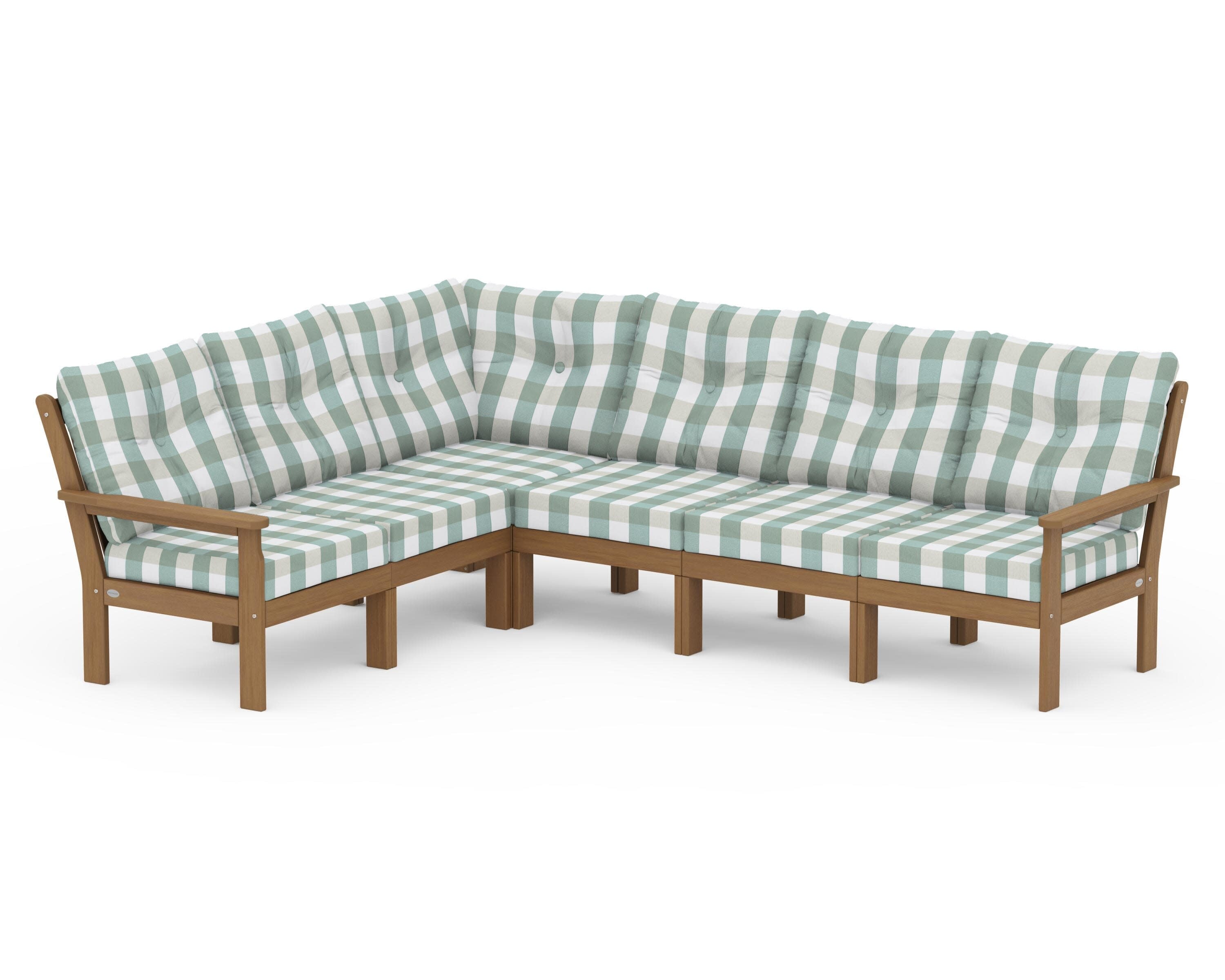 Vineyard 6-Piece Sectional in Natural / Buffalo Plaid Glacier Spa