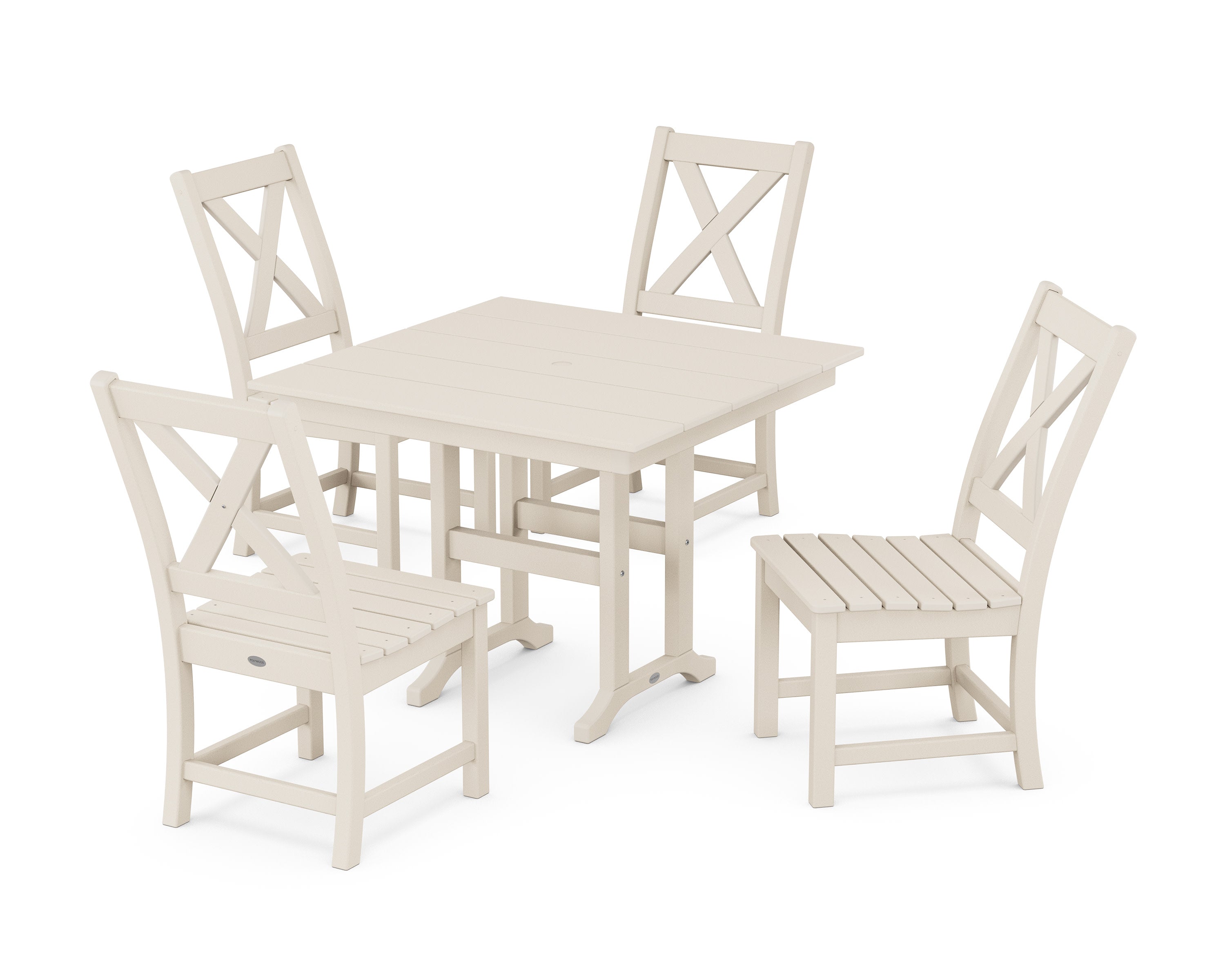 Braxton Side Chair 5-Piece Farmhouse Dining Set in Sand