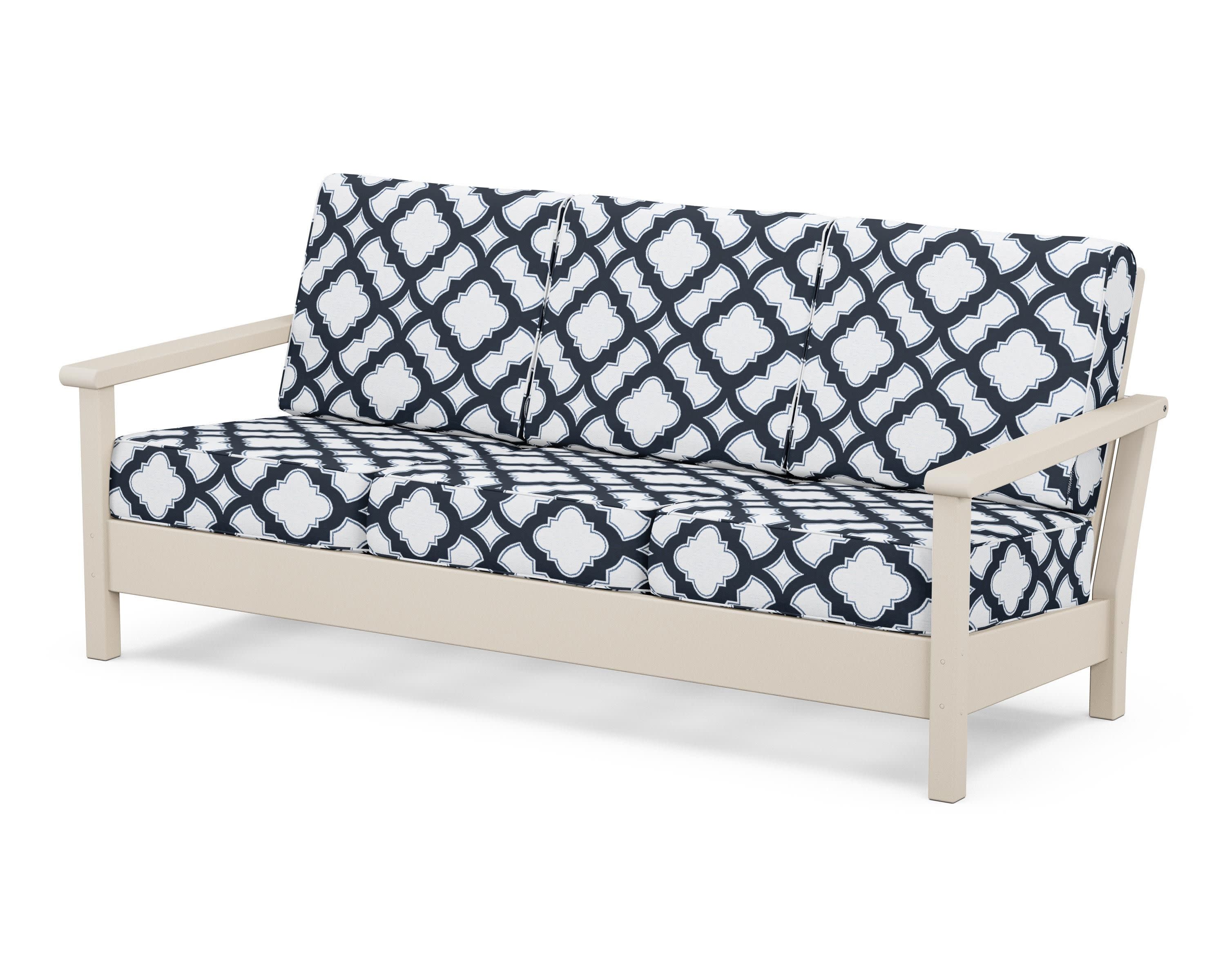 Harbour Deep Seating Sofa in Sand / Trellis Marine Indigo