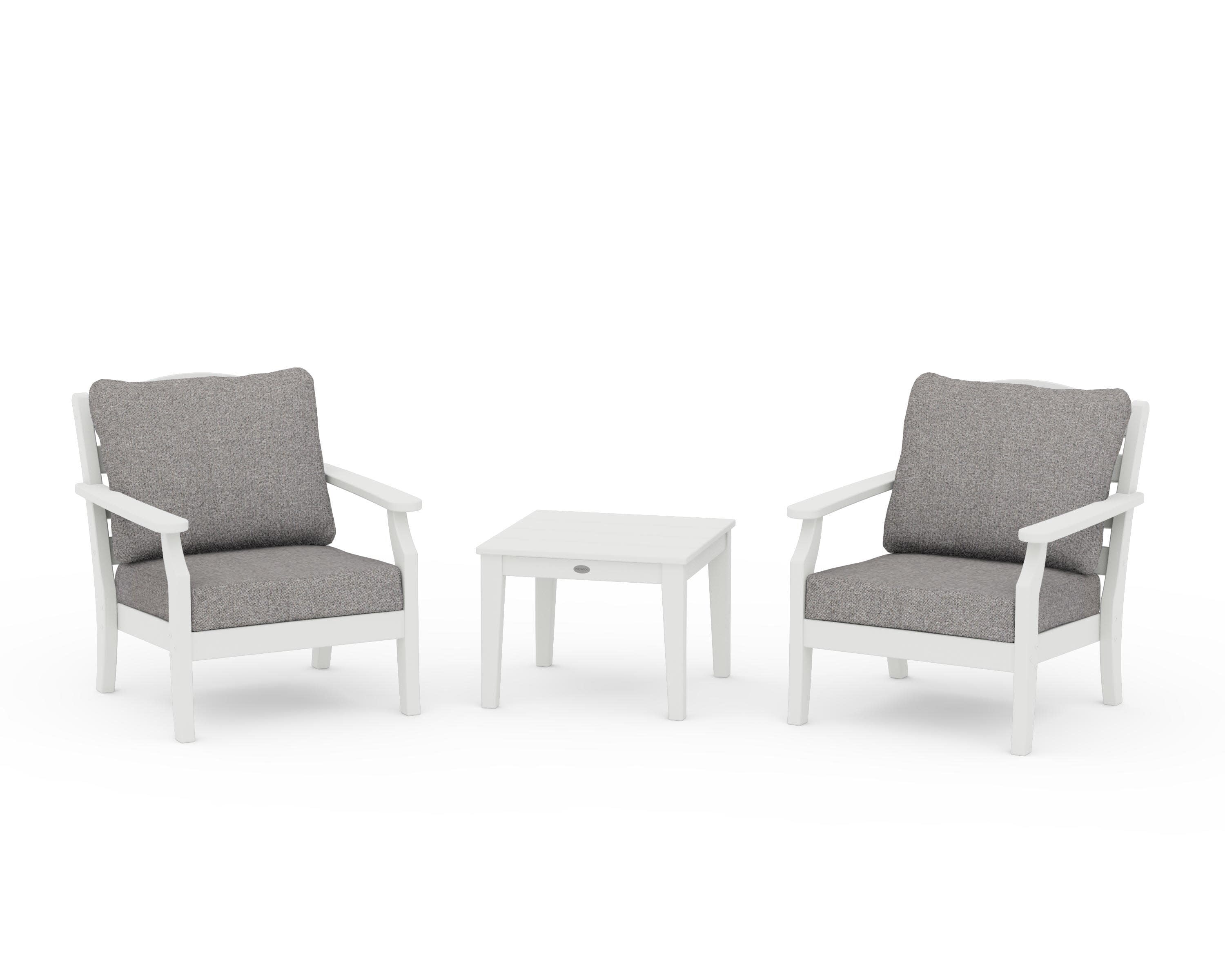 Savannah 3-Piece Deep Seating Set in Vintage White / Grey Mist