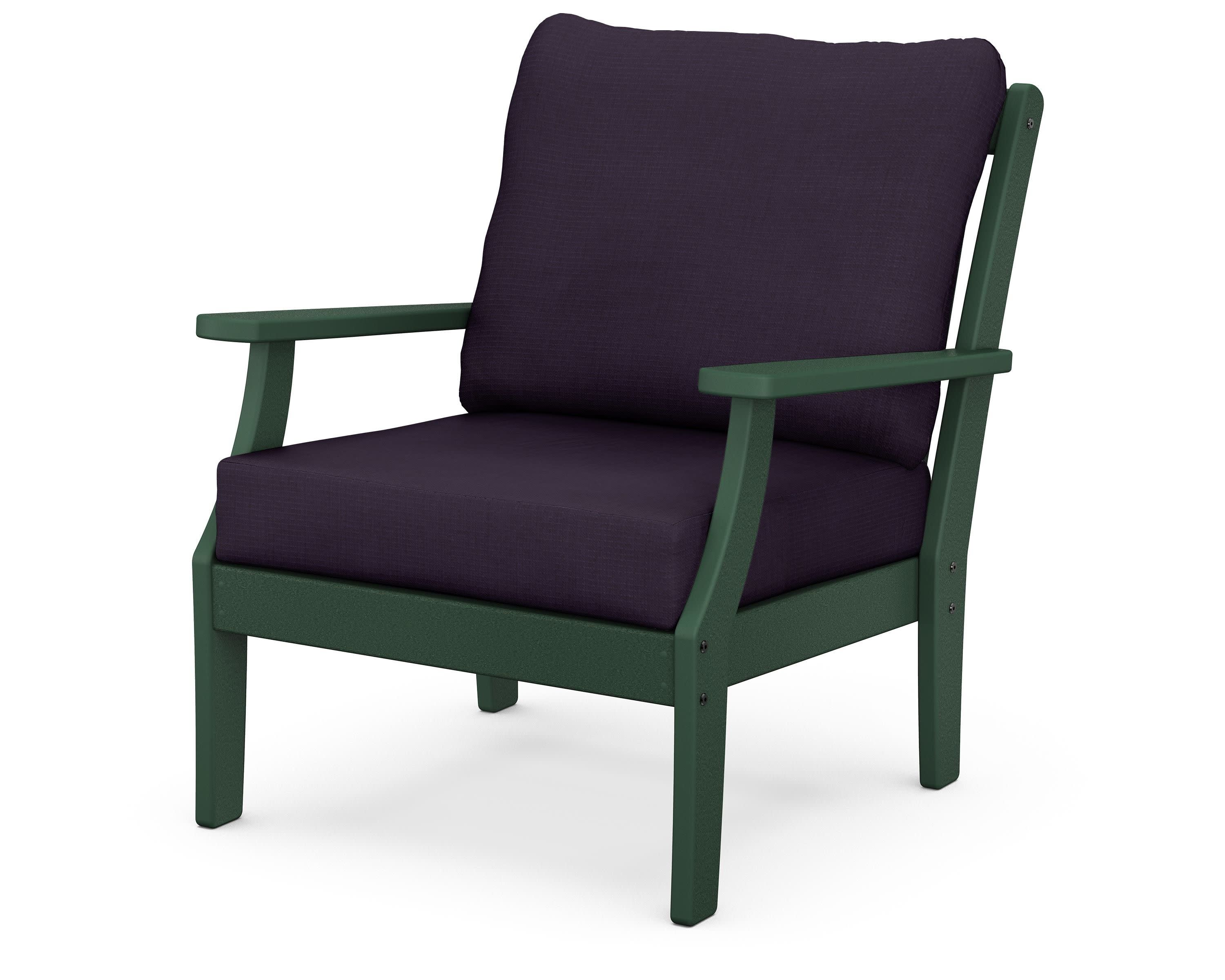 Braxton Deep Seating Chair in Green / Navy Linen