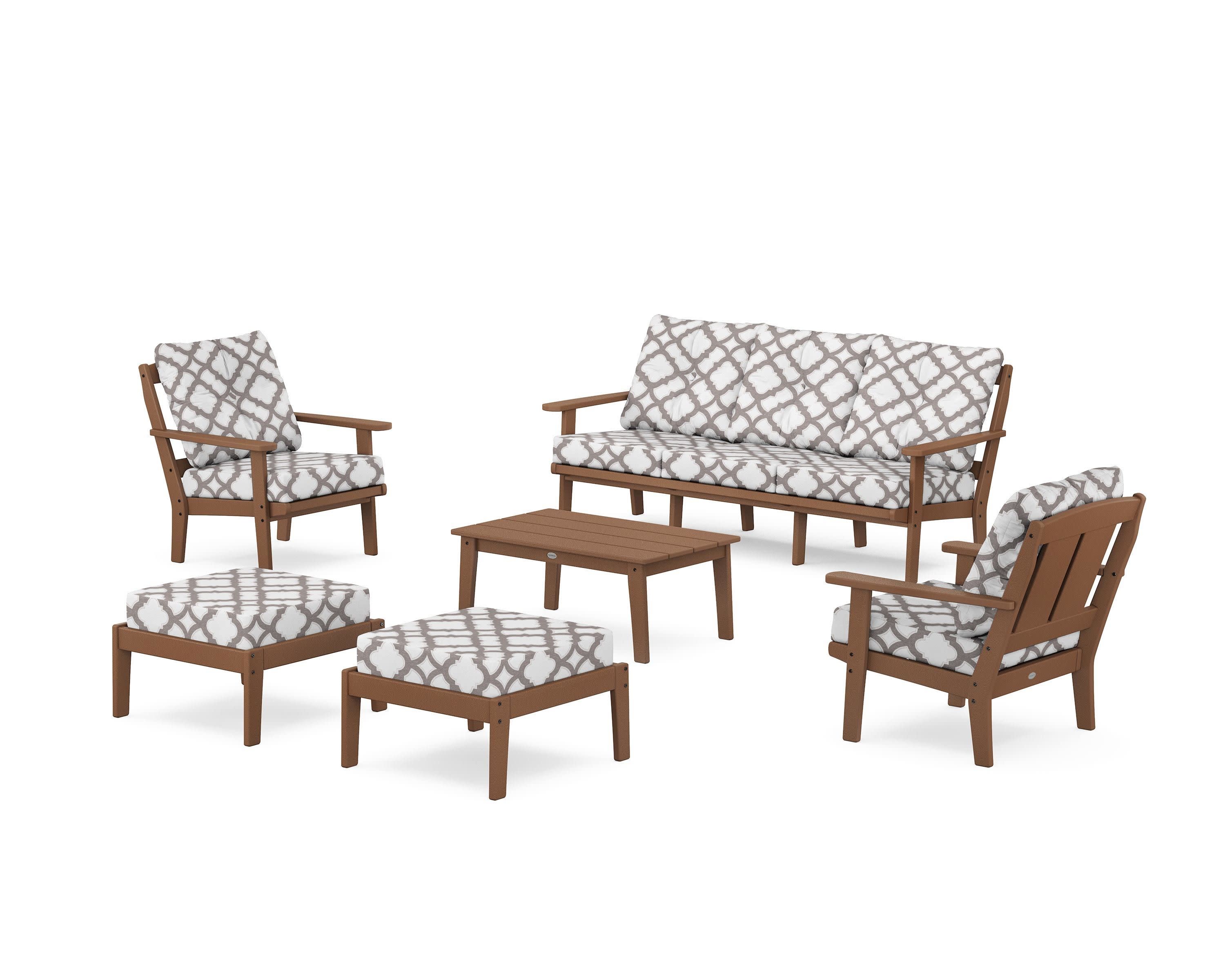 Mission 6-Piece Lounge Sofa Set in Teak / Trellis Grey Mist