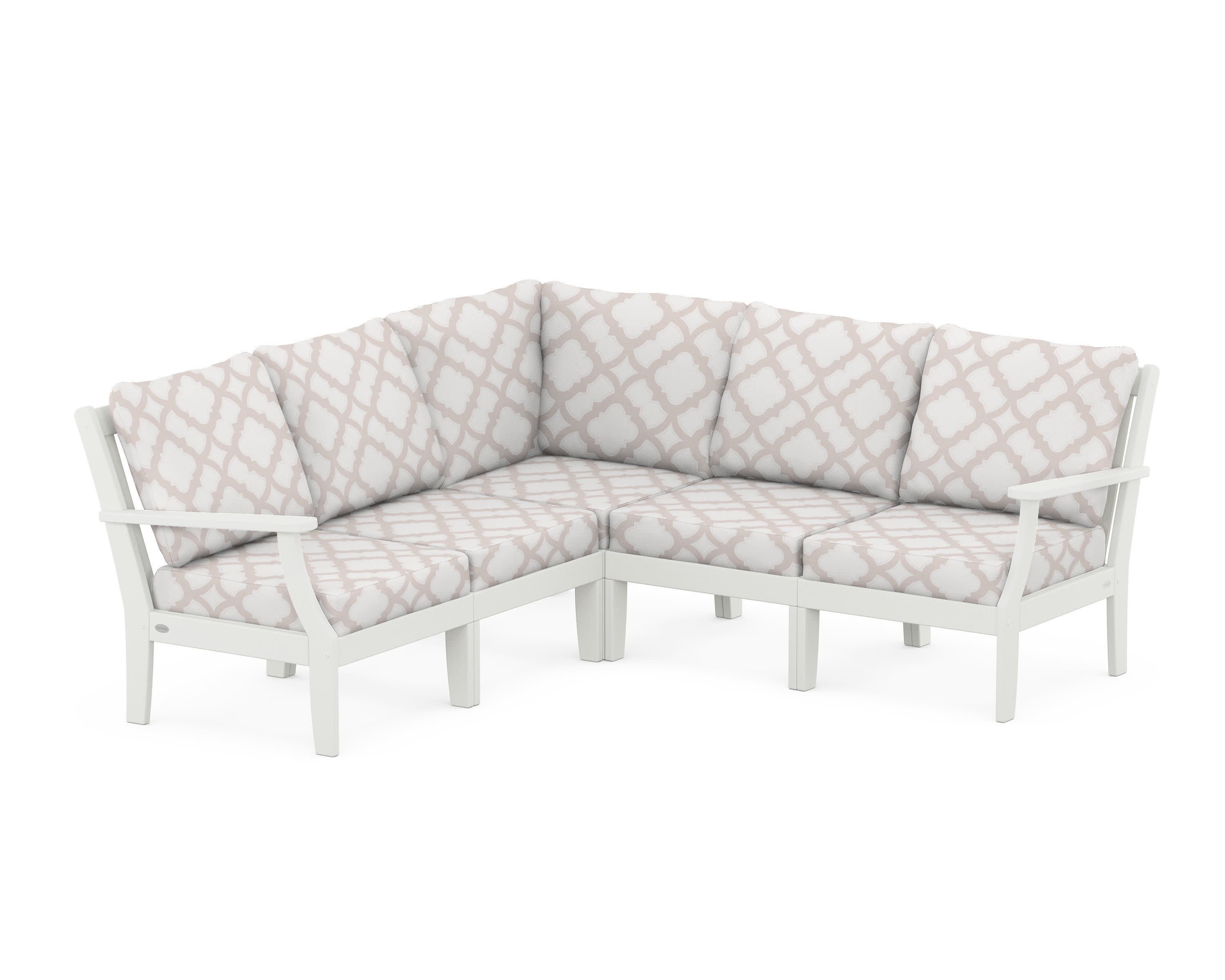 Braxton Modular 5-Piece Deep Seating Set in Vintage White / Trellis Dune Burlap