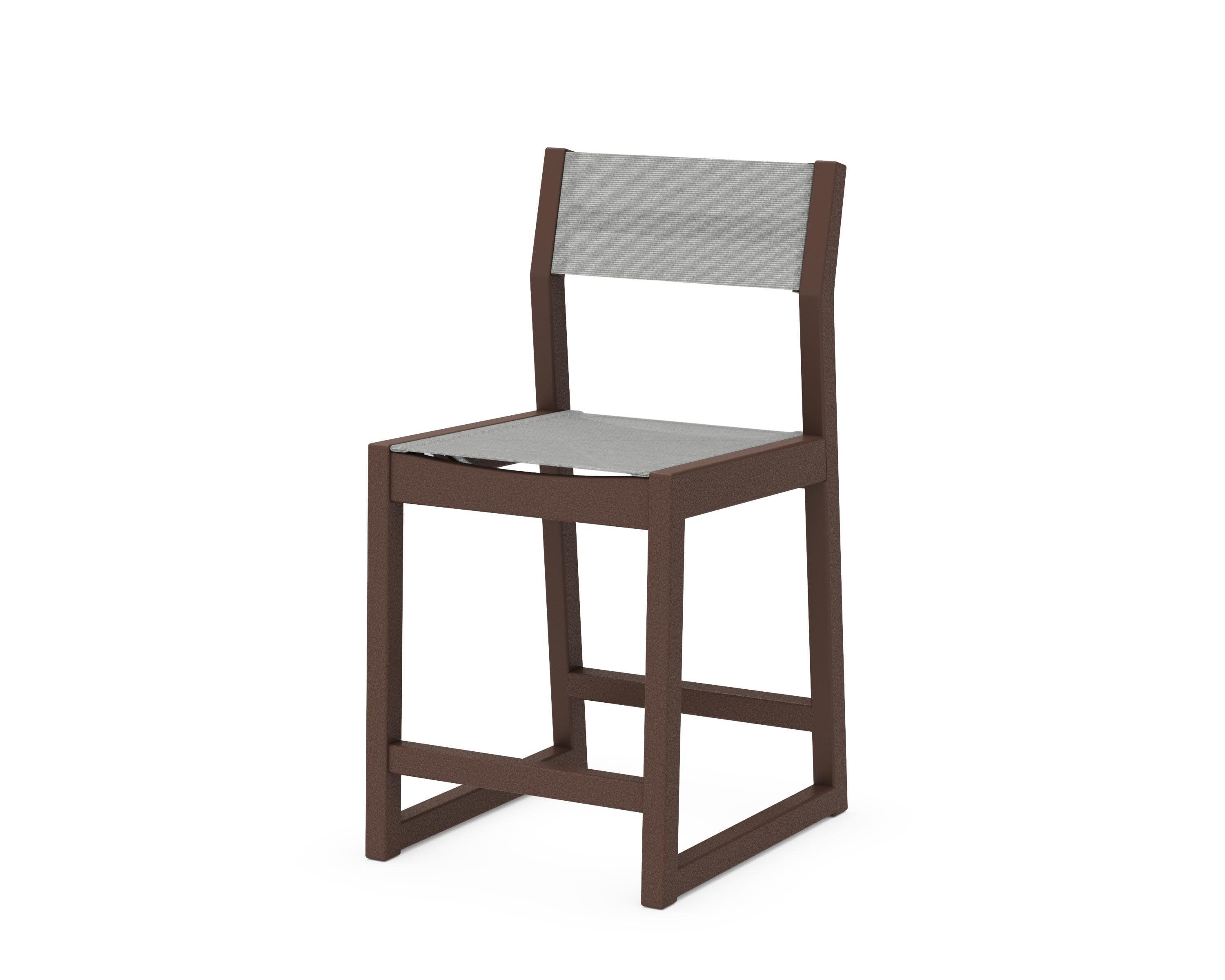 EDGE Sling Counter Side Chair in Mahogany / Metallic Sling