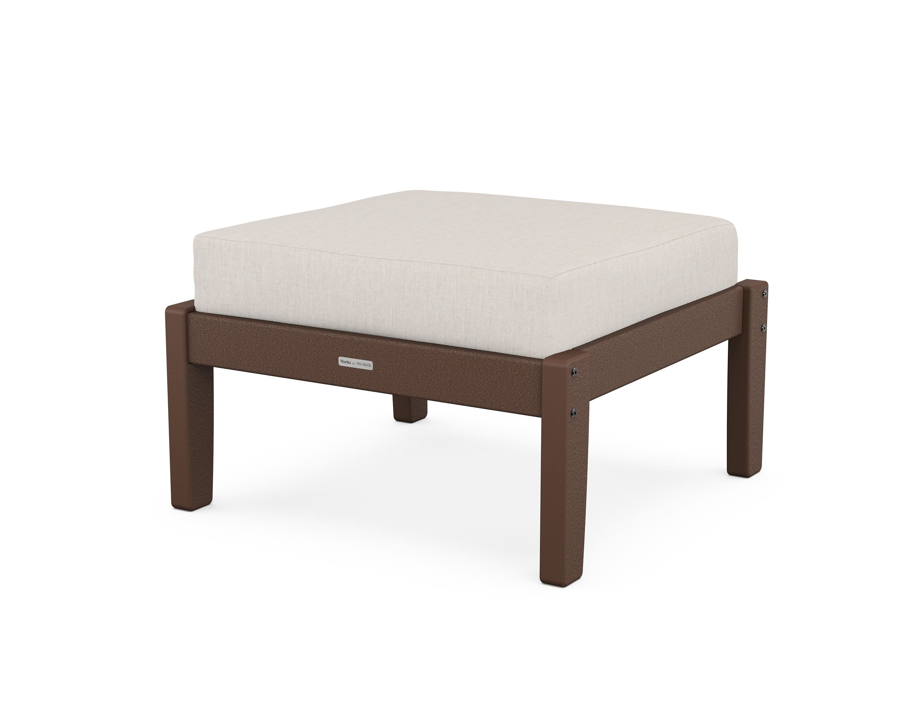 Chinoiserie Deep Seating Ottoman in Mahogany / Cast Ash