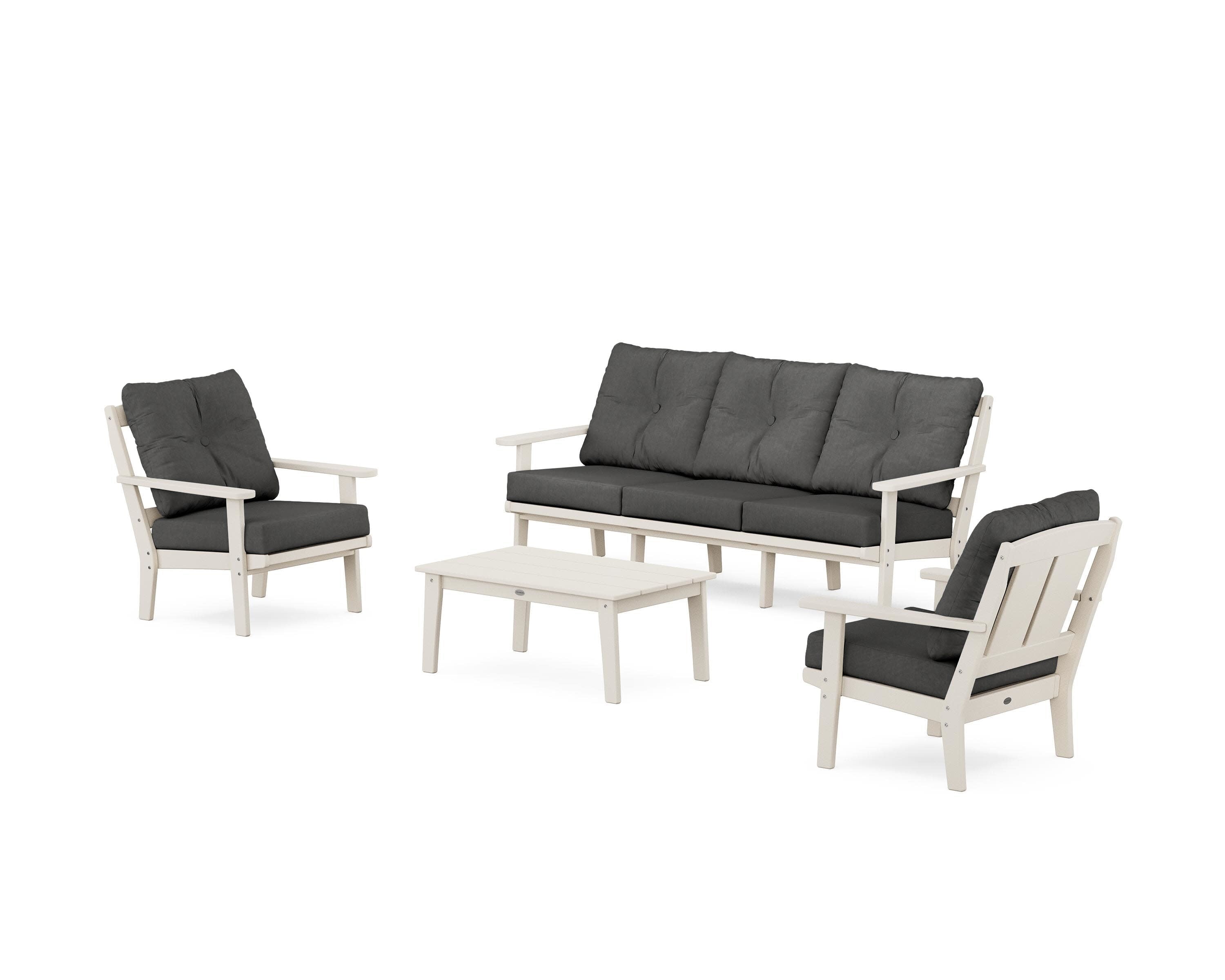 Mission 4-Piece Deep Seating Set with Sofa in Sand / Spectrum Carbon