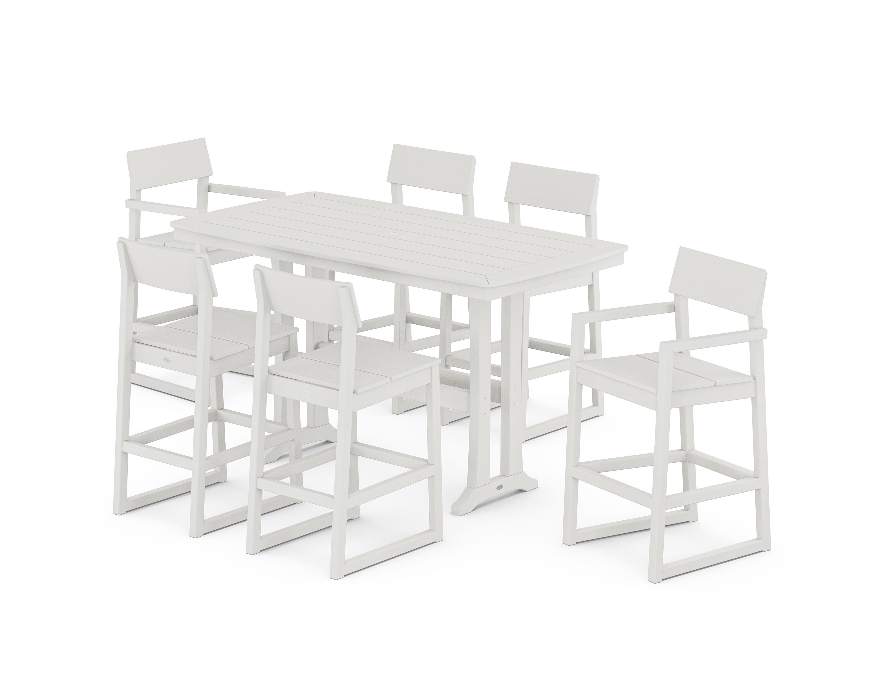 EDGE 7-Piece Bar Set with Trestle Legs in Vintage White